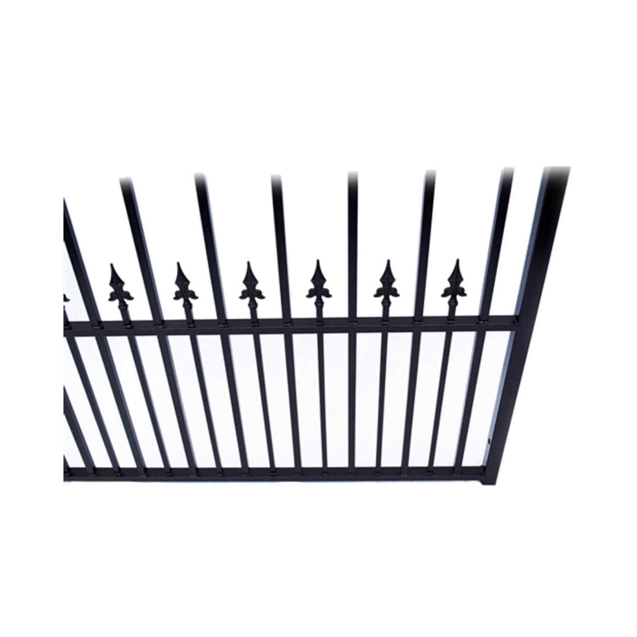 [12-18FT] Heavy-Duty Prague-Style Powder-Coated Galvanized Steel Dual Swing Driveway Gate (SAK48530)