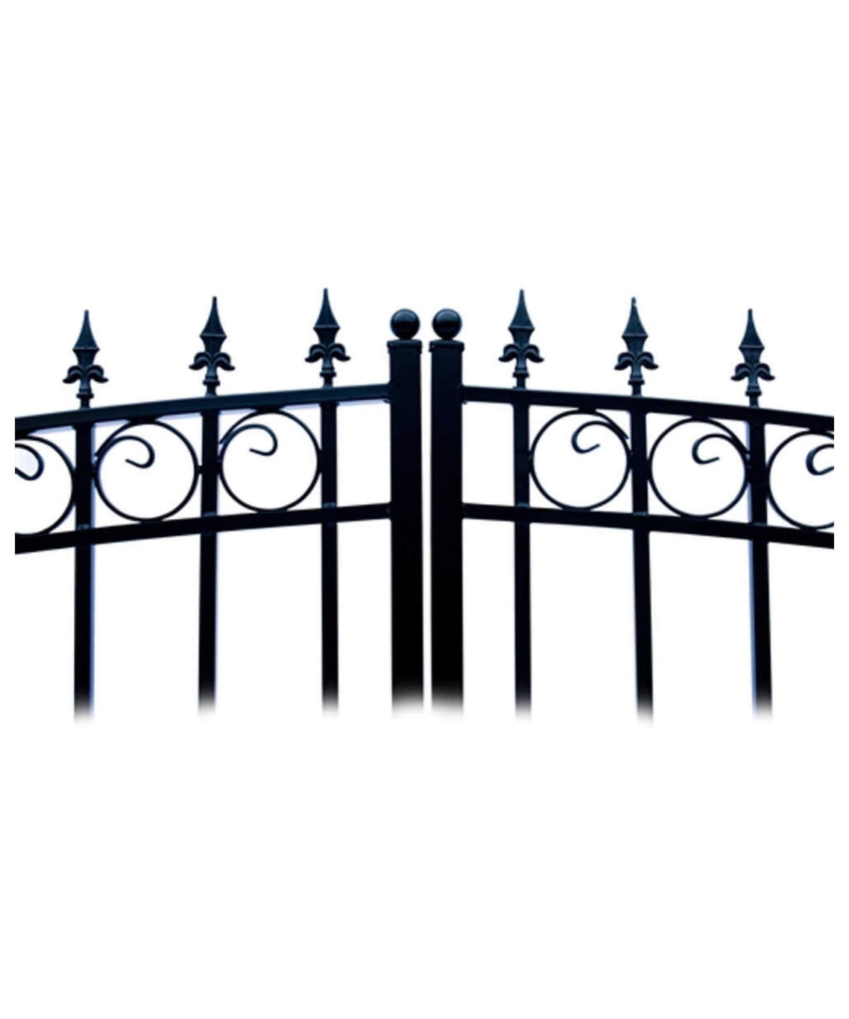 [12-18FT] Heavy-Duty Prague-Style Powder-Coated Galvanized Steel Dual Swing Driveway Gate (SAK48530)