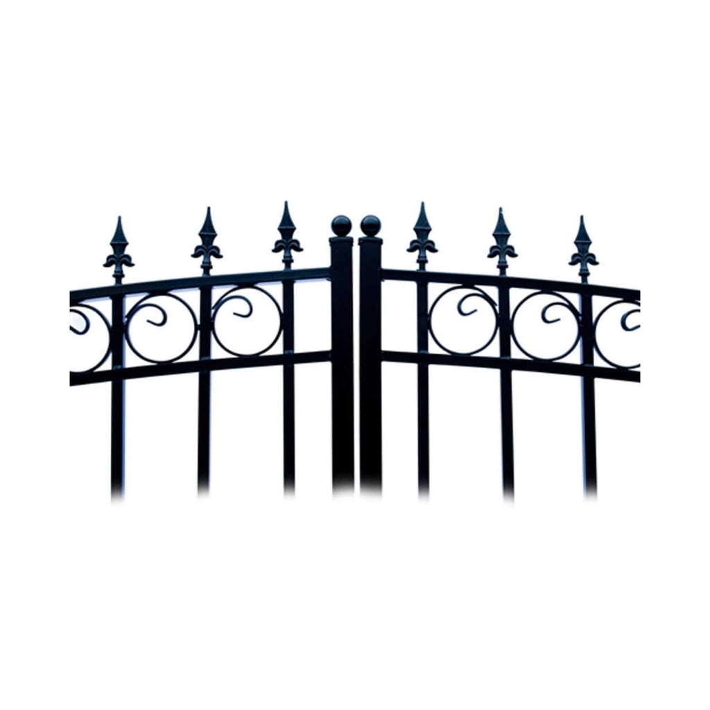 [12-18FT] Heavy-Duty Prague-Style Powder-Coated Galvanized Steel Dual Swing Driveway Gate (SAK48530)