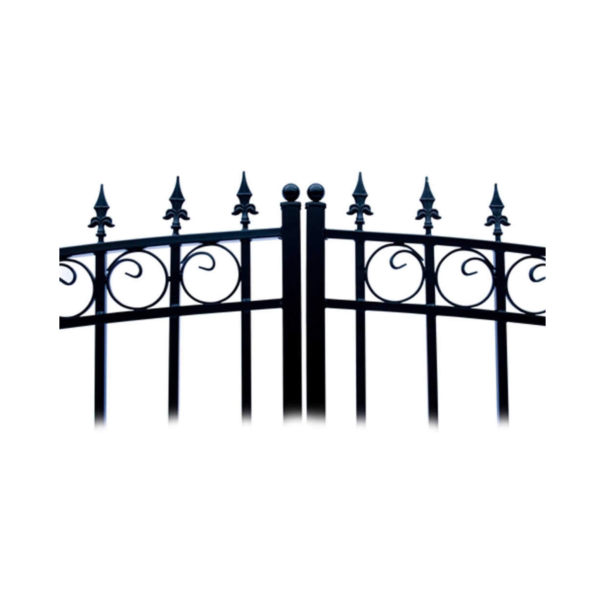 [12-18FT] Heavy-Duty Prague-Style Powder-Coated Galvanized Steel Dual Swing Driveway Gate (SAK48530)
