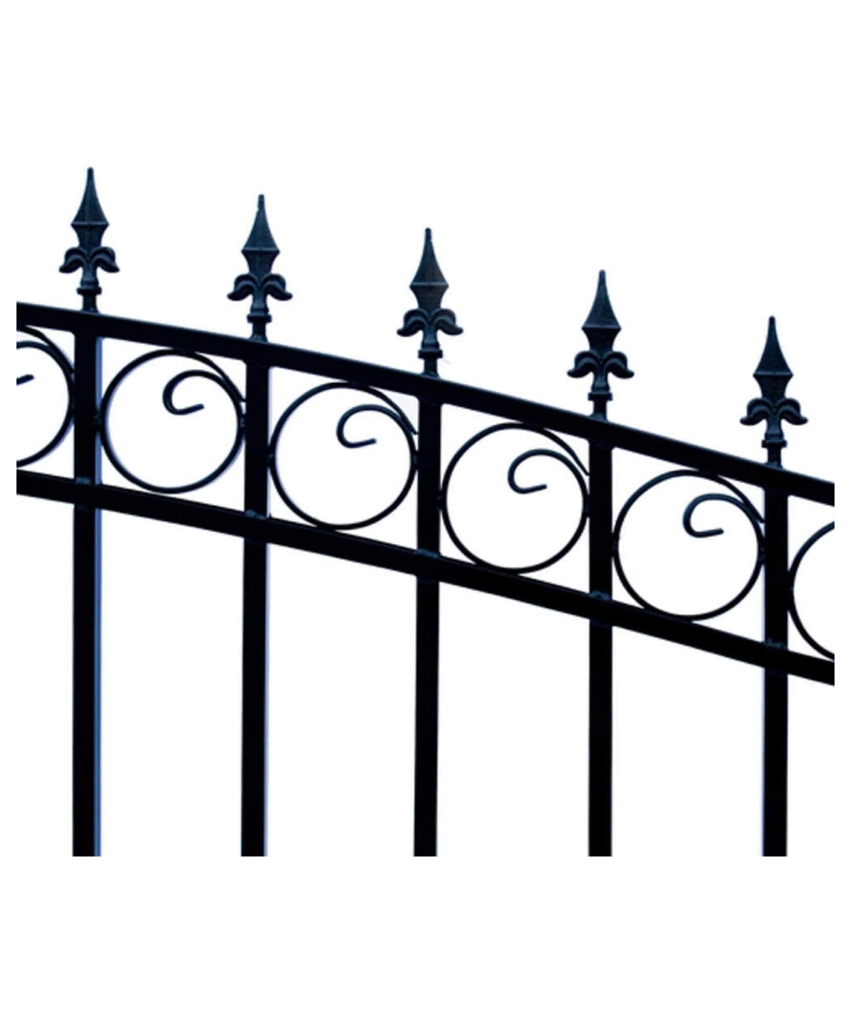 [12-18FT] Heavy-Duty Prague-Style Powder-Coated Galvanized Steel Dual Swing Driveway Gate (SAK48530)