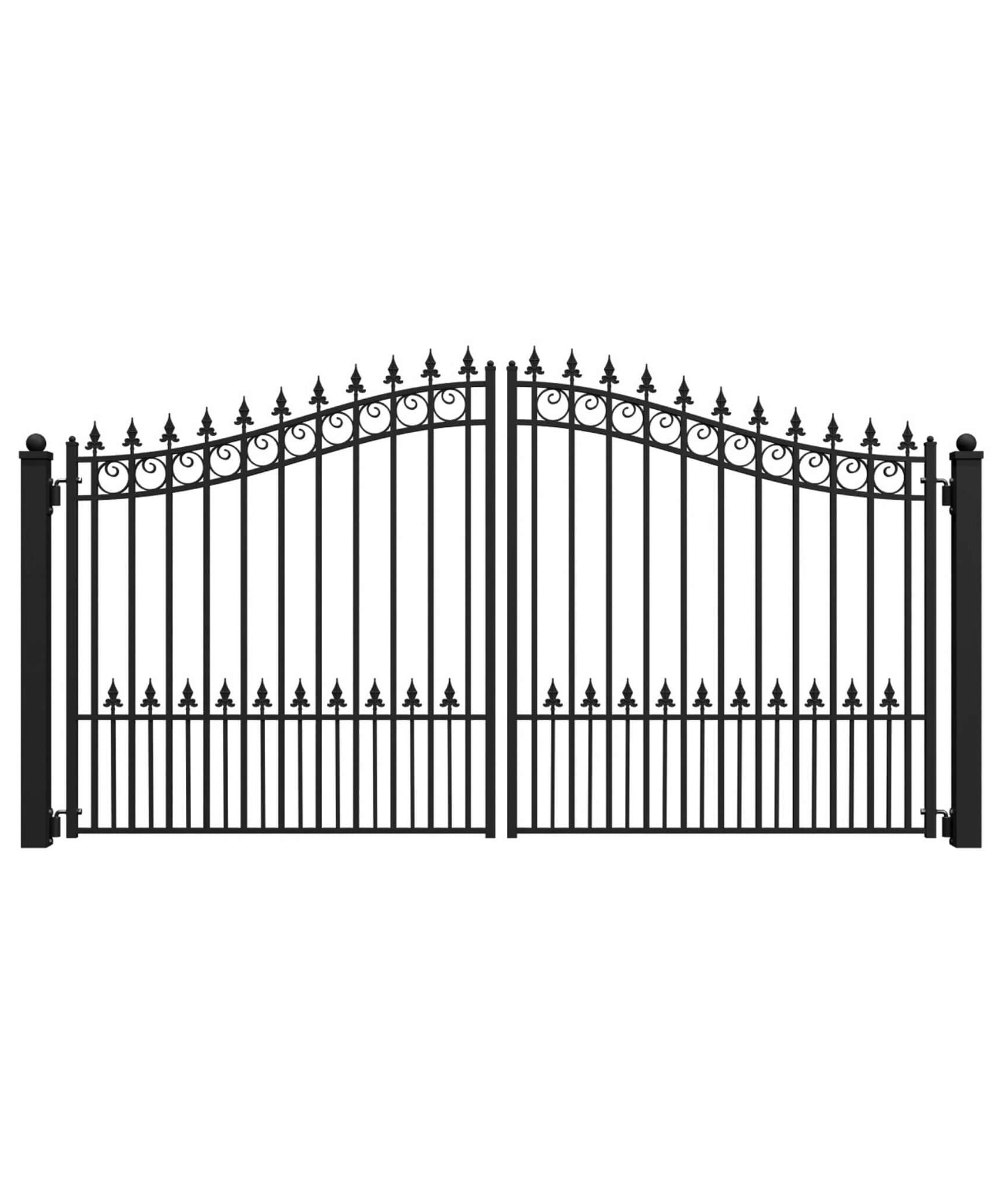 [12-18FT] Heavy-Duty Prague-Style Powder-Coated Galvanized Steel Dual Swing Driveway Gate (SAK48530)