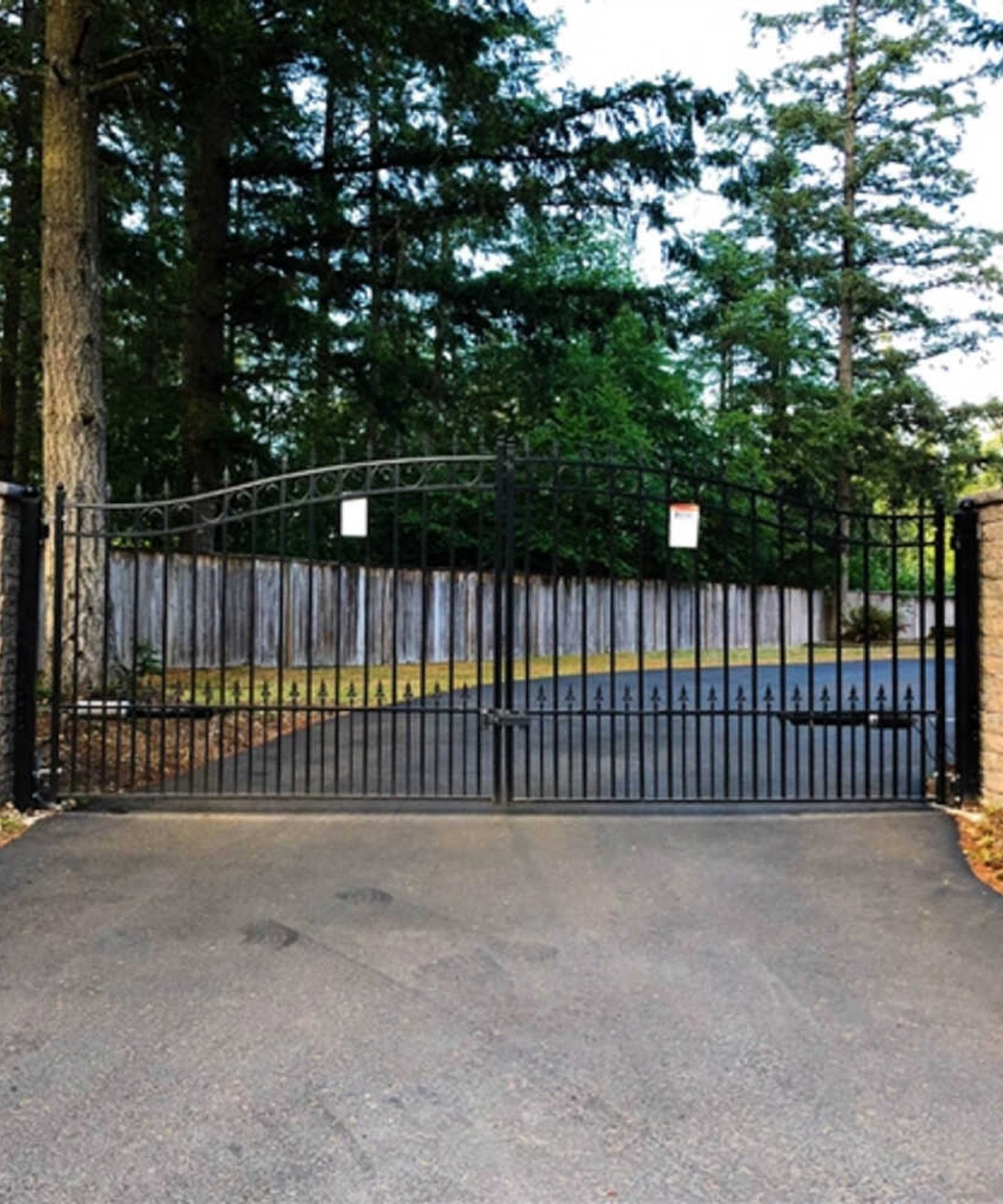 [12-18FT] Heavy-Duty Prague-Style Powder-Coated Galvanized Steel Dual Swing Driveway Gate (SAK48530)