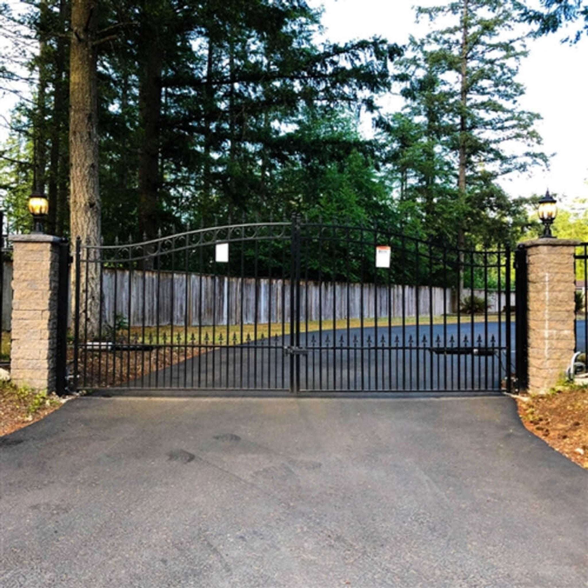 [12-18FT] Heavy-Duty Prague-Style Powder-Coated Galvanized Steel Dual Swing Driveway Gate (SAK48530)