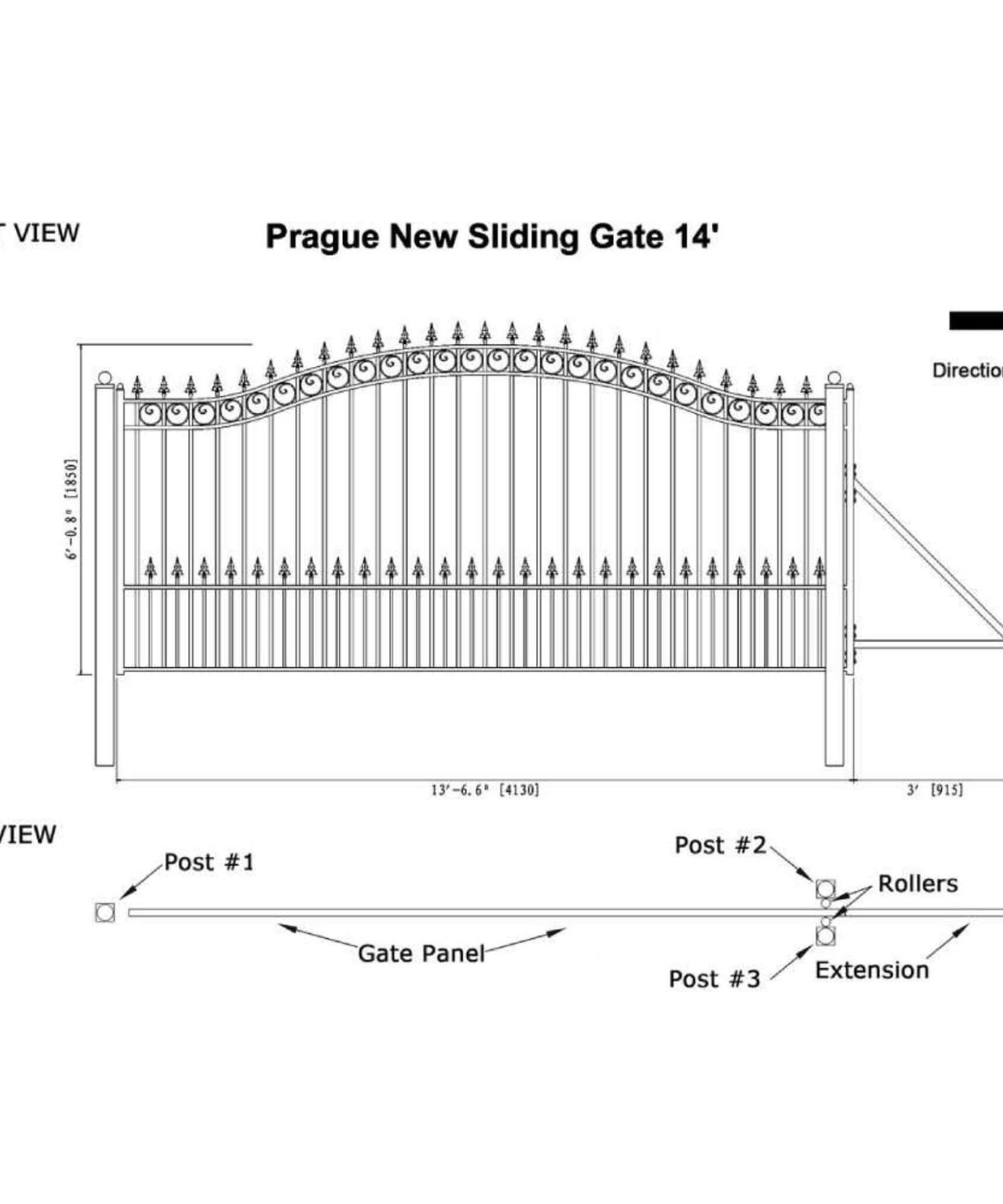 [12-18FT] Heavy-Duty Prague-Style Premium Steel Sliding Driveway Gate (SAK71492)