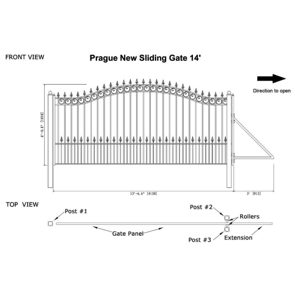 [12-18FT] Heavy-Duty Prague-Style Premium Steel Sliding Driveway Gate (SAK71492)