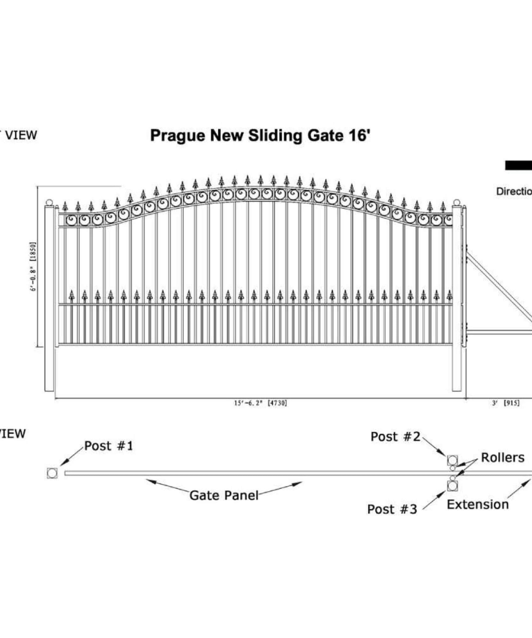 [12-18FT] Heavy-Duty Prague-Style Premium Steel Sliding Driveway Gate (SAK71492)