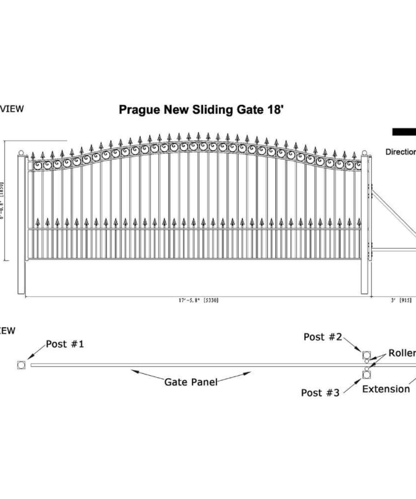 [12-18FT] Heavy-Duty Prague-Style Premium Steel Sliding Driveway Gate (SAK71492)