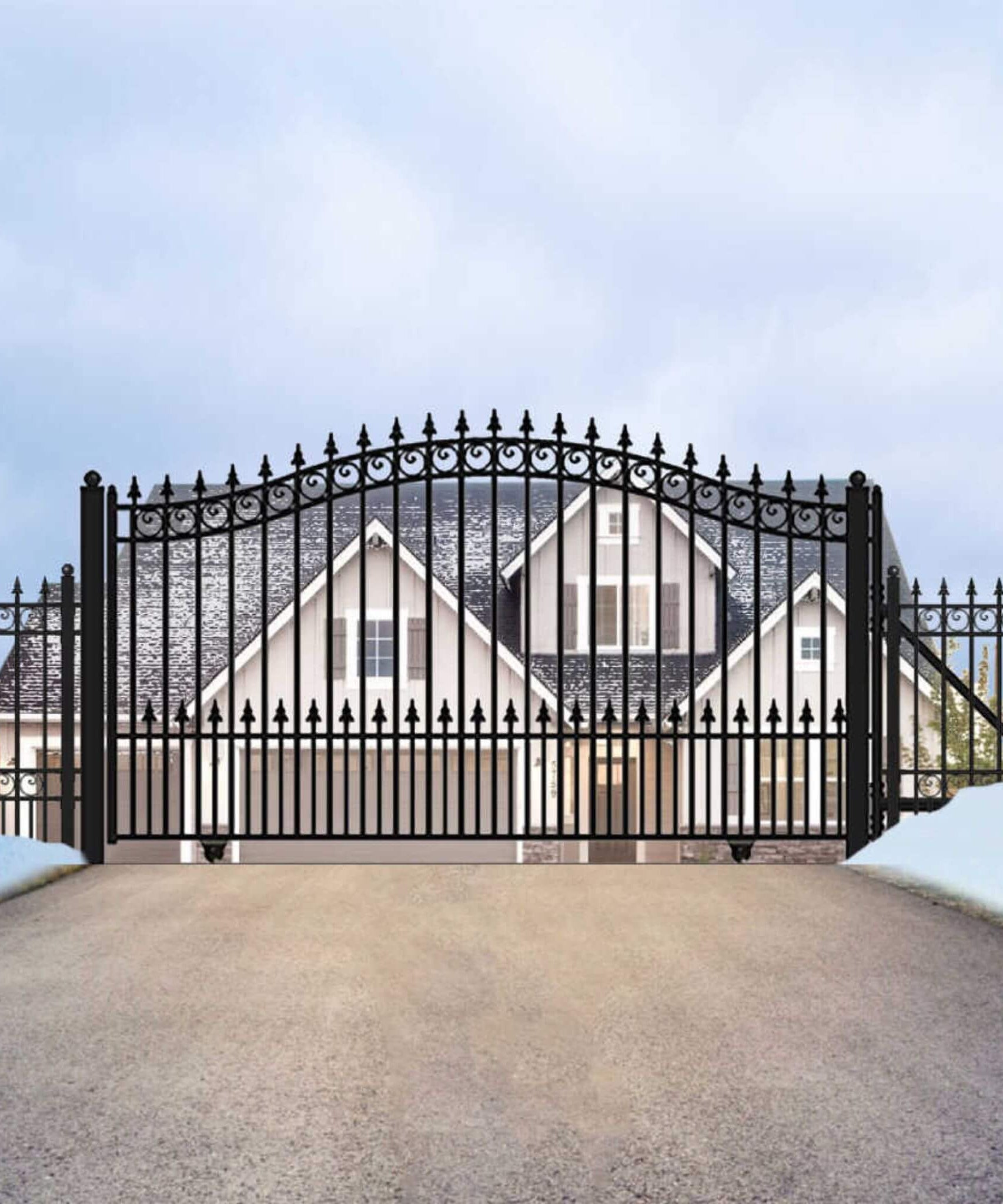 [12-18FT] Heavy-Duty Prague-Style Premium Steel Sliding Driveway Gate (SAK71492)