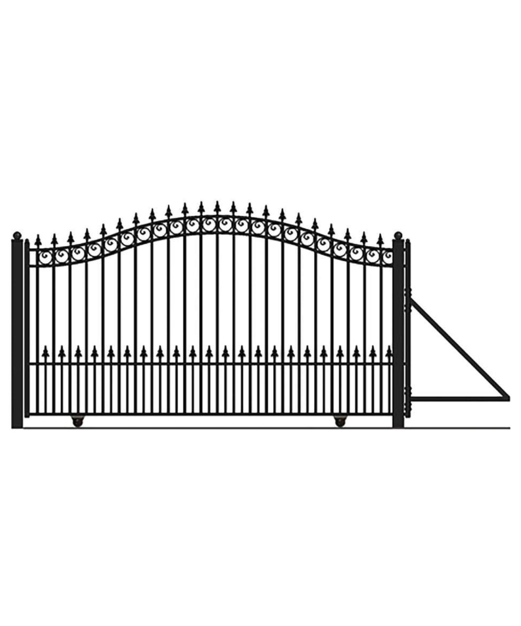 [12-18FT] Heavy-Duty Prague-Style Premium Steel Sliding Driveway Gate (SAK71492)