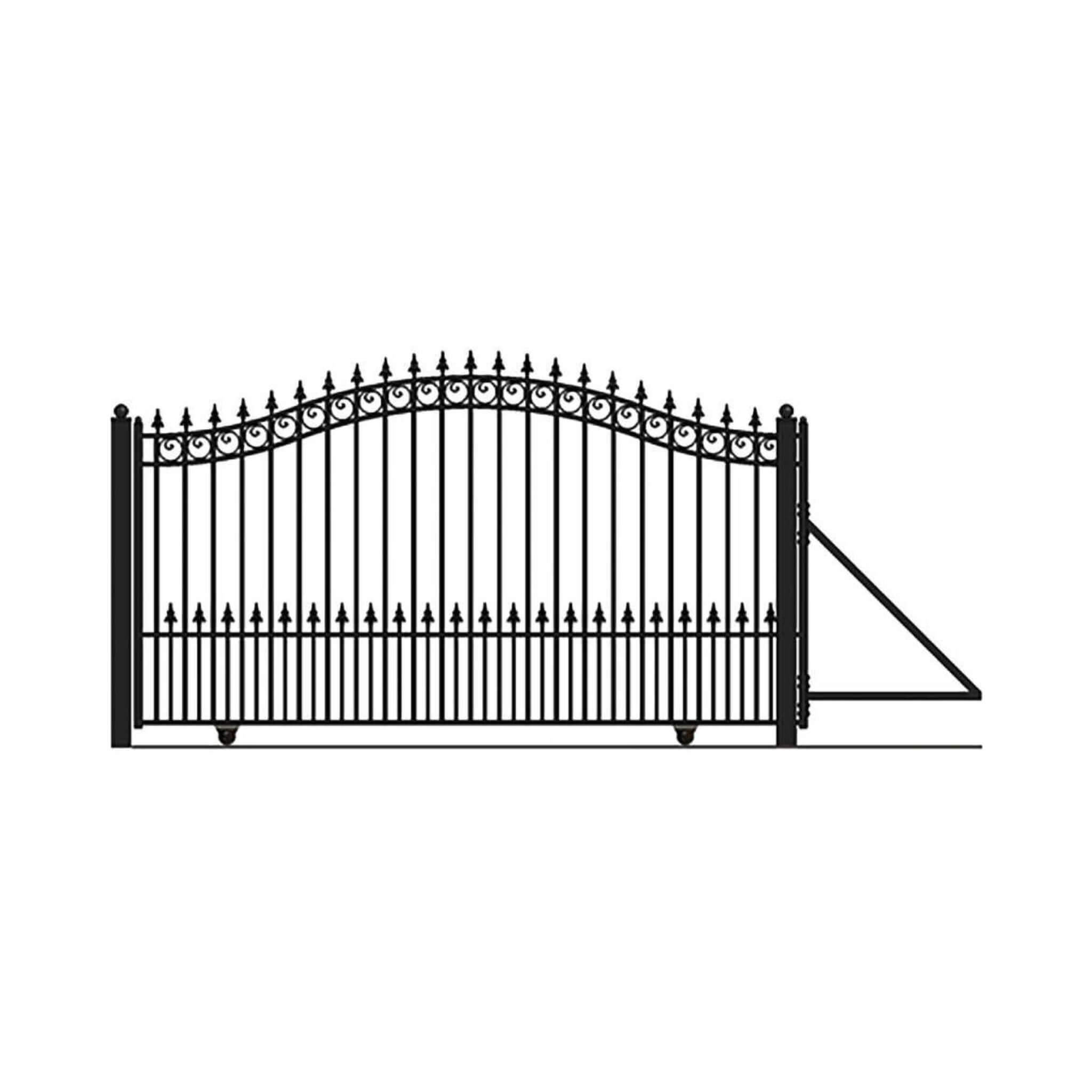 [12-18FT] Heavy-Duty Prague-Style Premium Steel Sliding Driveway Gate (SAK71492)