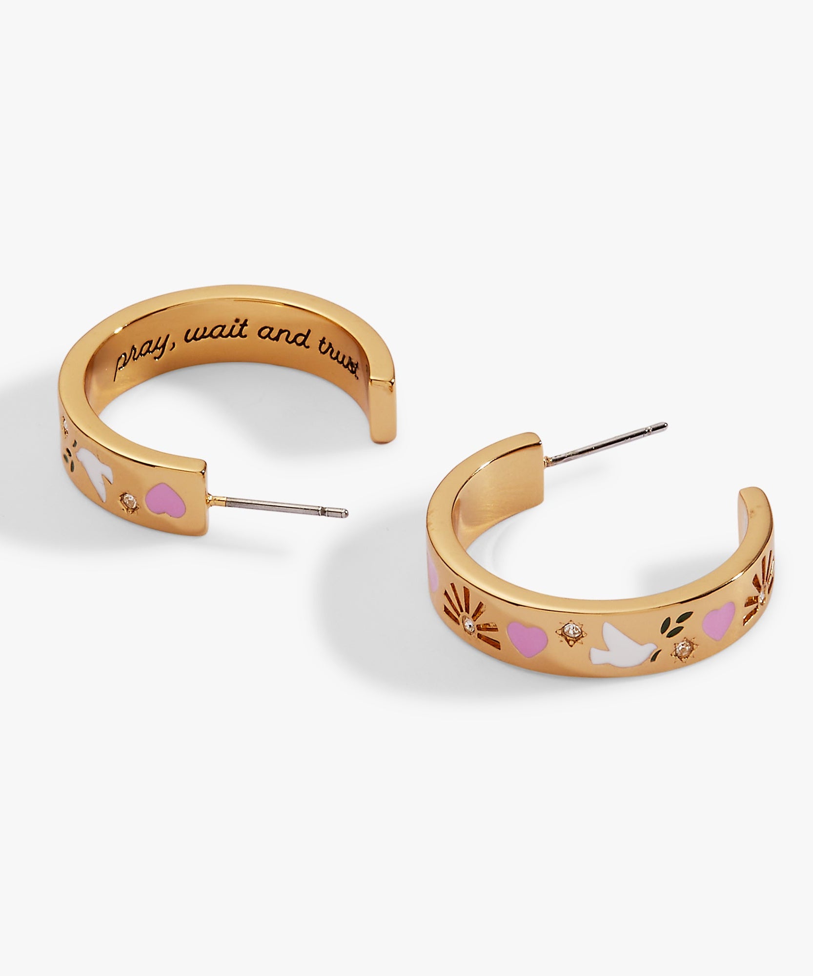 'Pray, Wait and Trust' Hoop Earrings