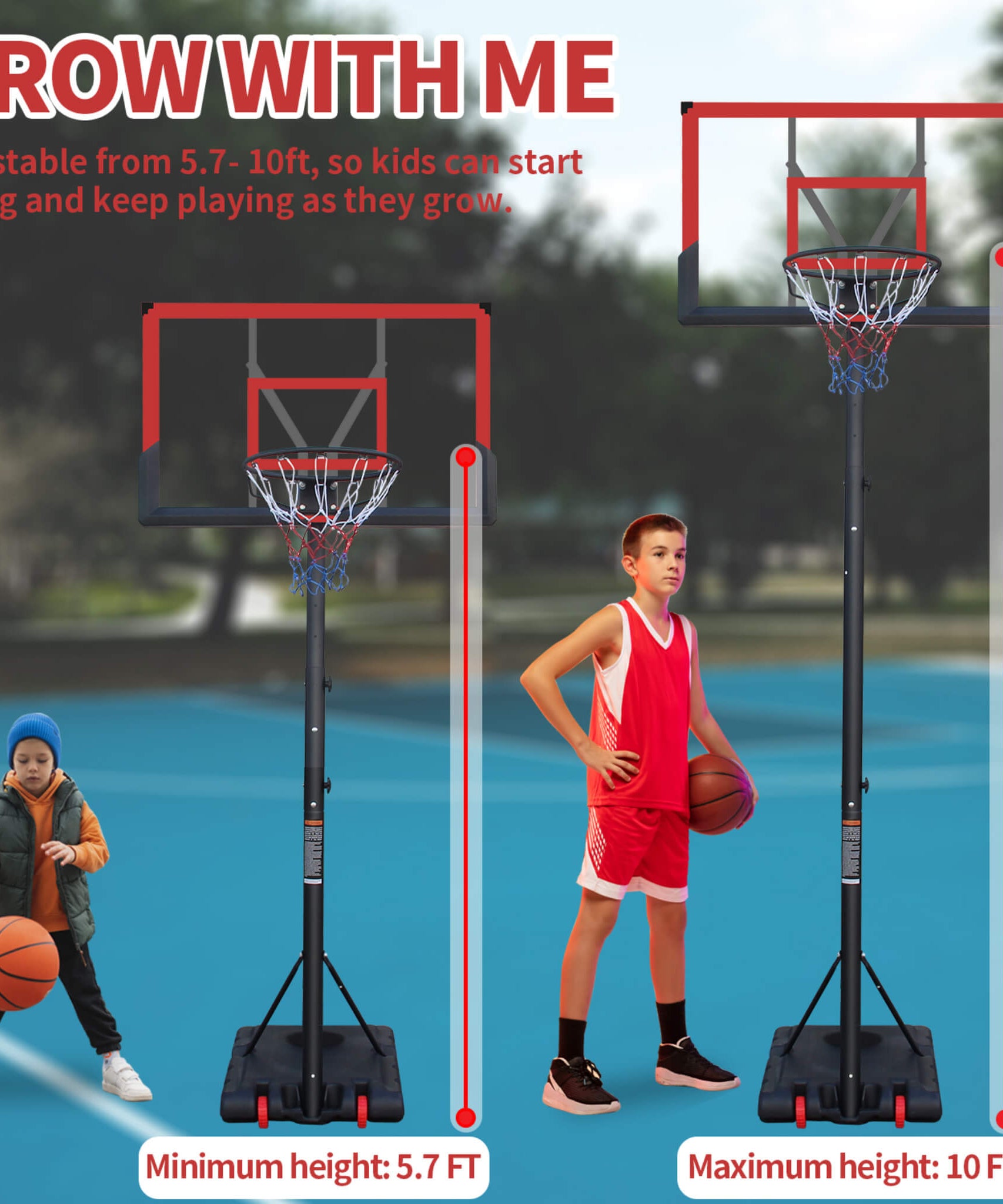 Premium 10FT Outdoor Portable Adjustable Basketball Hoop With Wheels (SAK31961)