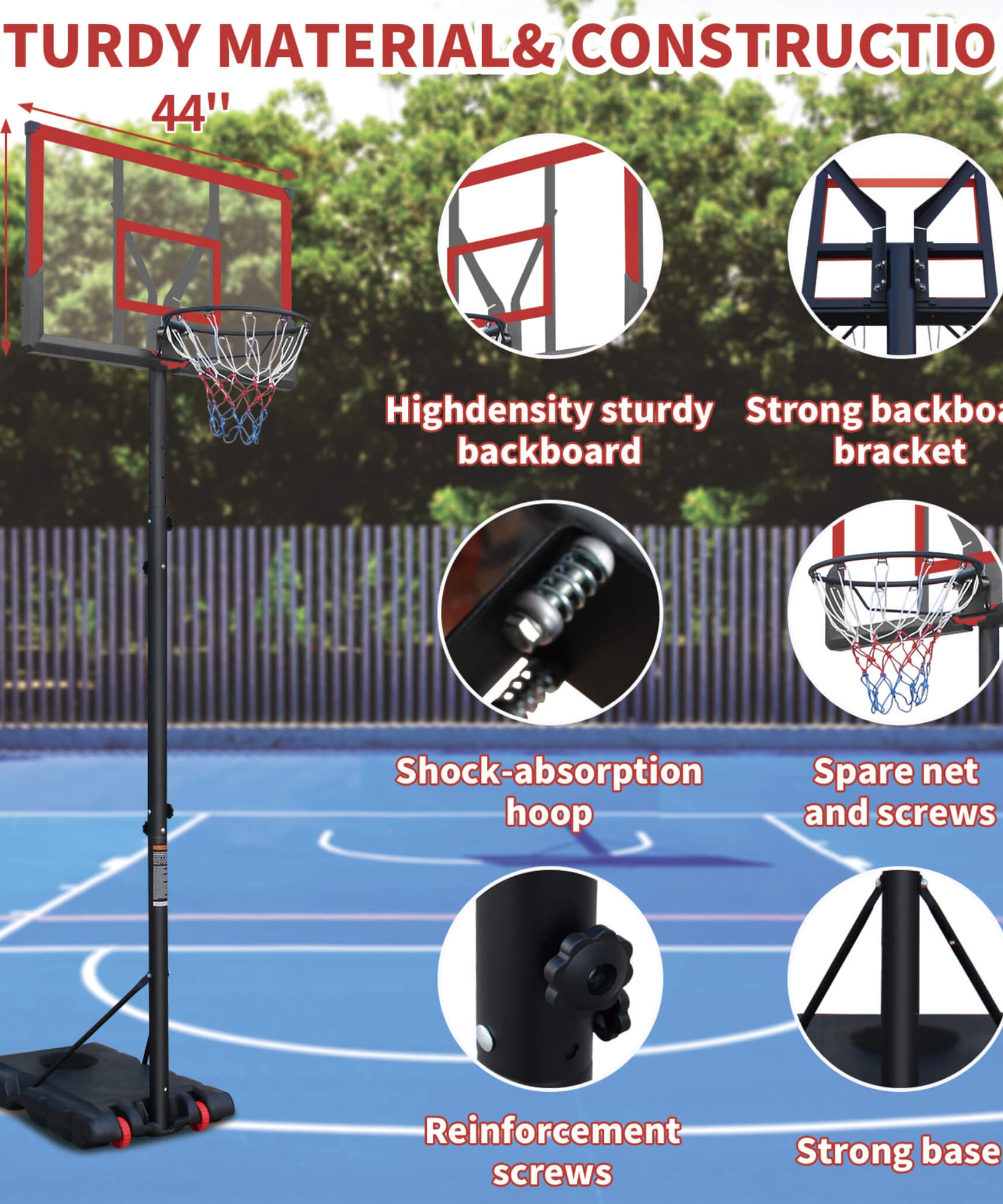 Premium 10FT Outdoor Portable Adjustable Basketball Hoop With Wheels (SAK31961)