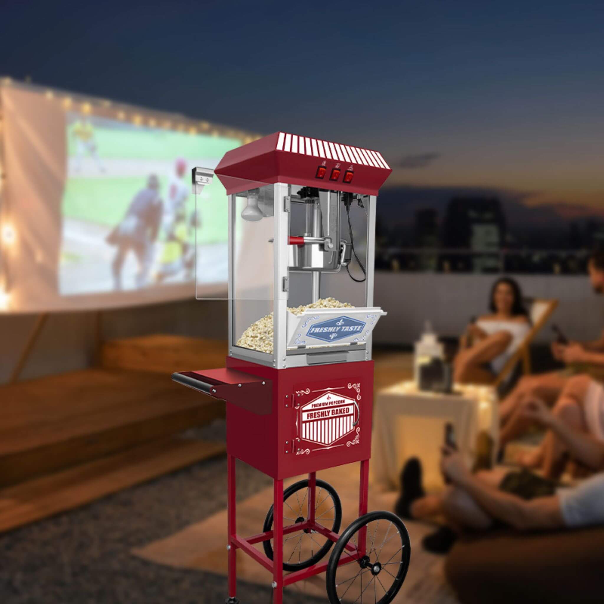 Premium 12-Ounce Movie Theater-Style Popcorn Machine With Cart (SAK84156)