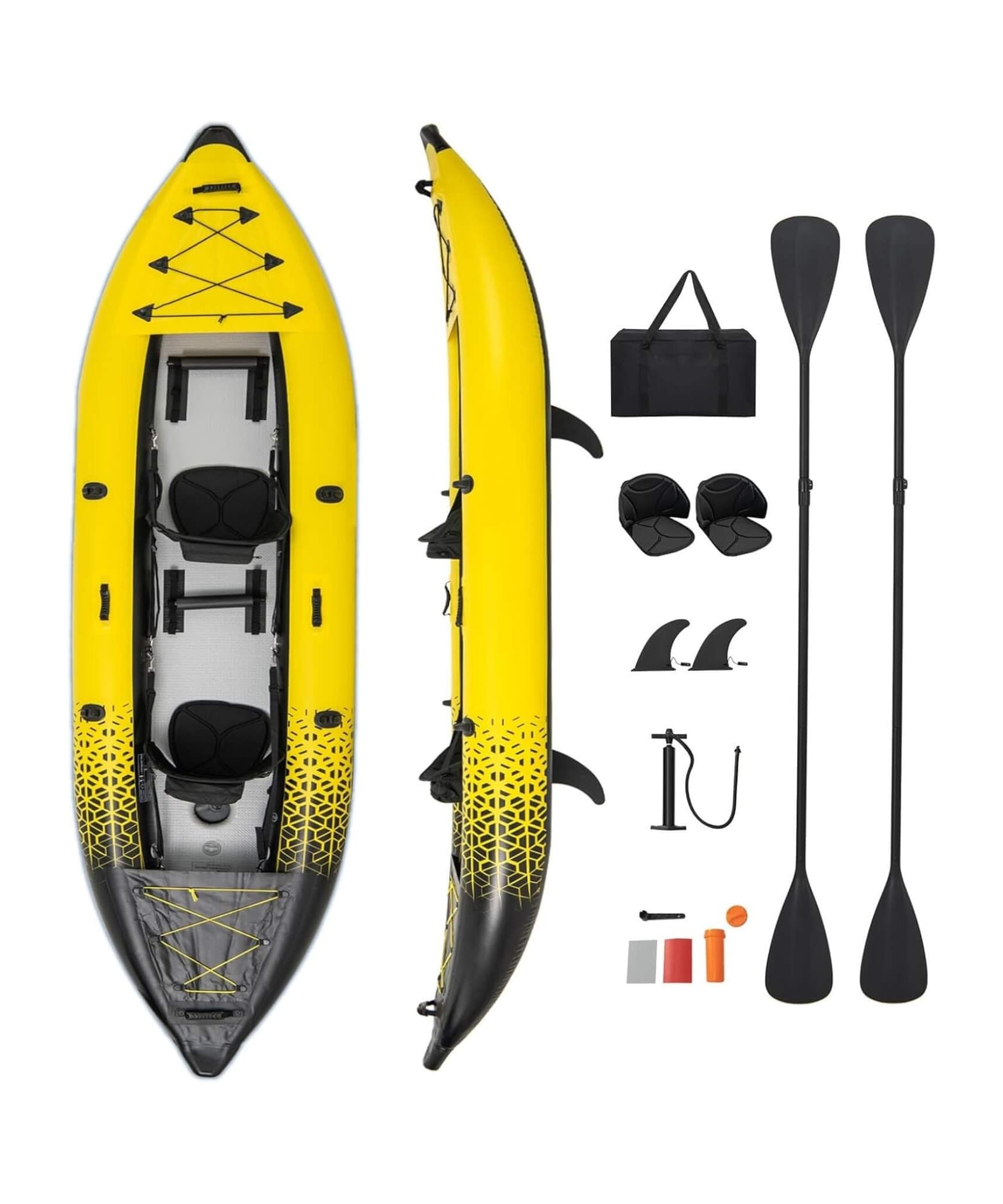 Premium 12FT 2-Person Inflatable Tandem Kayak Kit With Pump And Paddles (SAK94816)