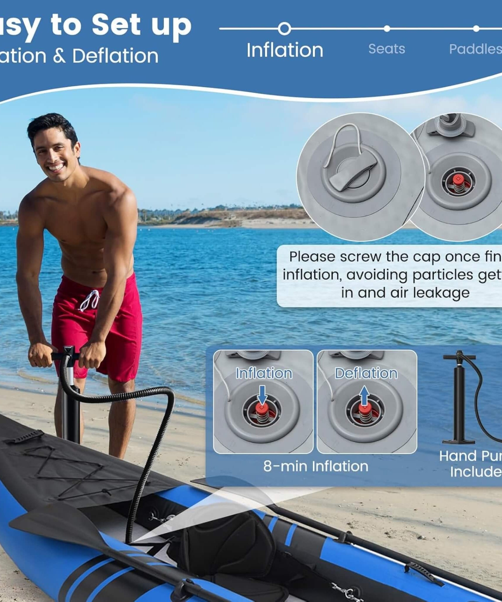 Premium 12FT 2-Person Inflatable Tandem Kayak Kit With Pump And Paddles (SAK94816)