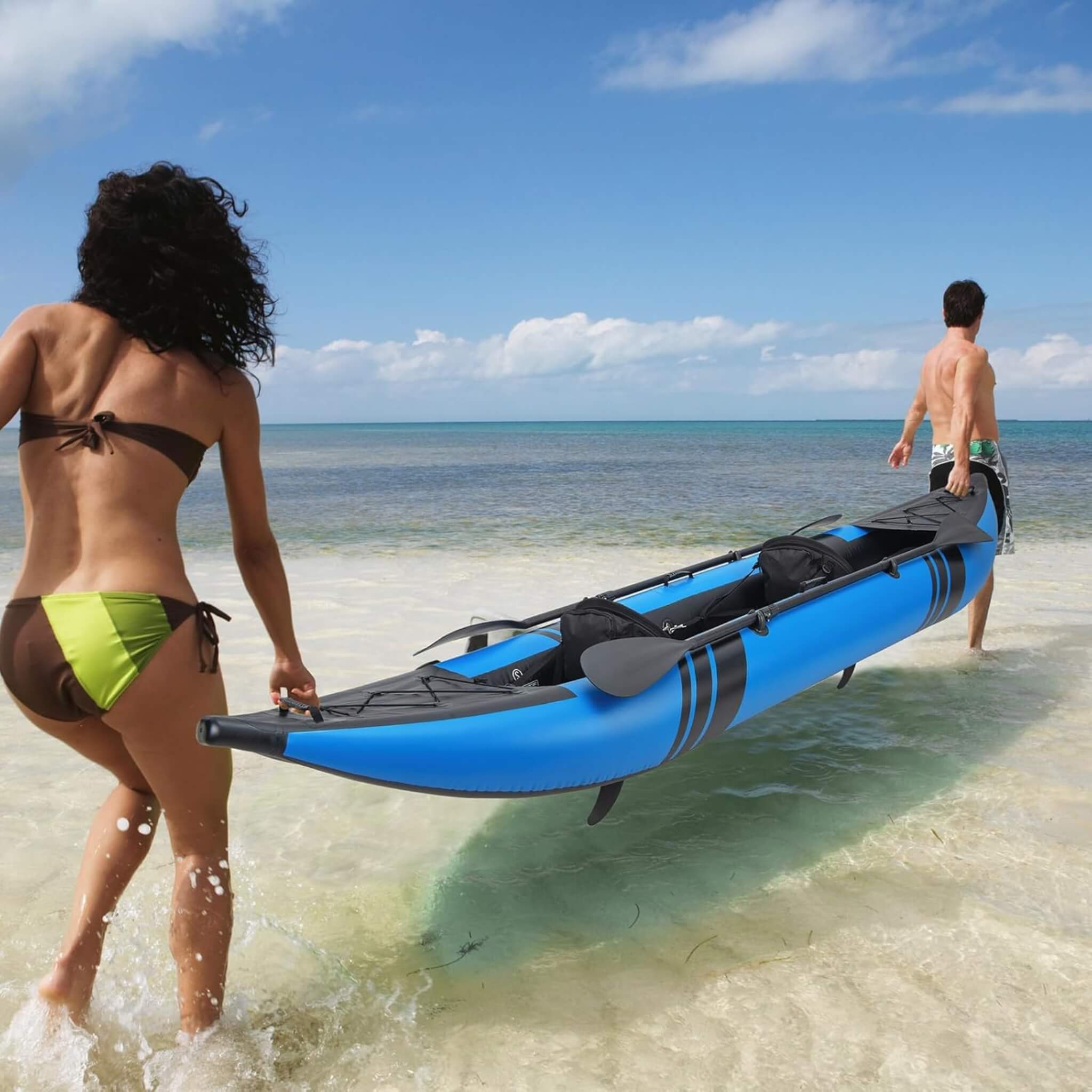 Premium 12FT 2-Person Inflatable Tandem Kayak Kit With Pump And Paddles (SAK94816)