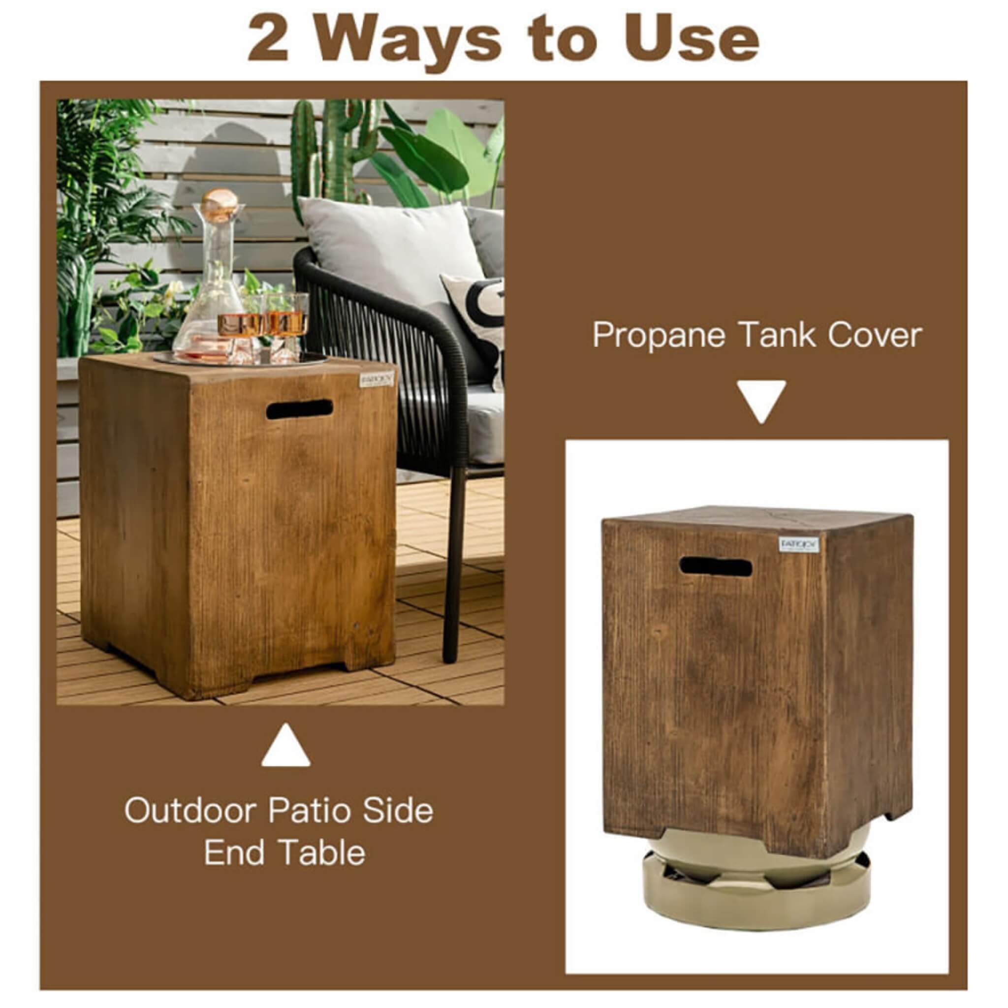 Premium 16-Inch Outdoor Hideaway Table Cover For Standard 20 LBS Propane Tank (SAK73142)