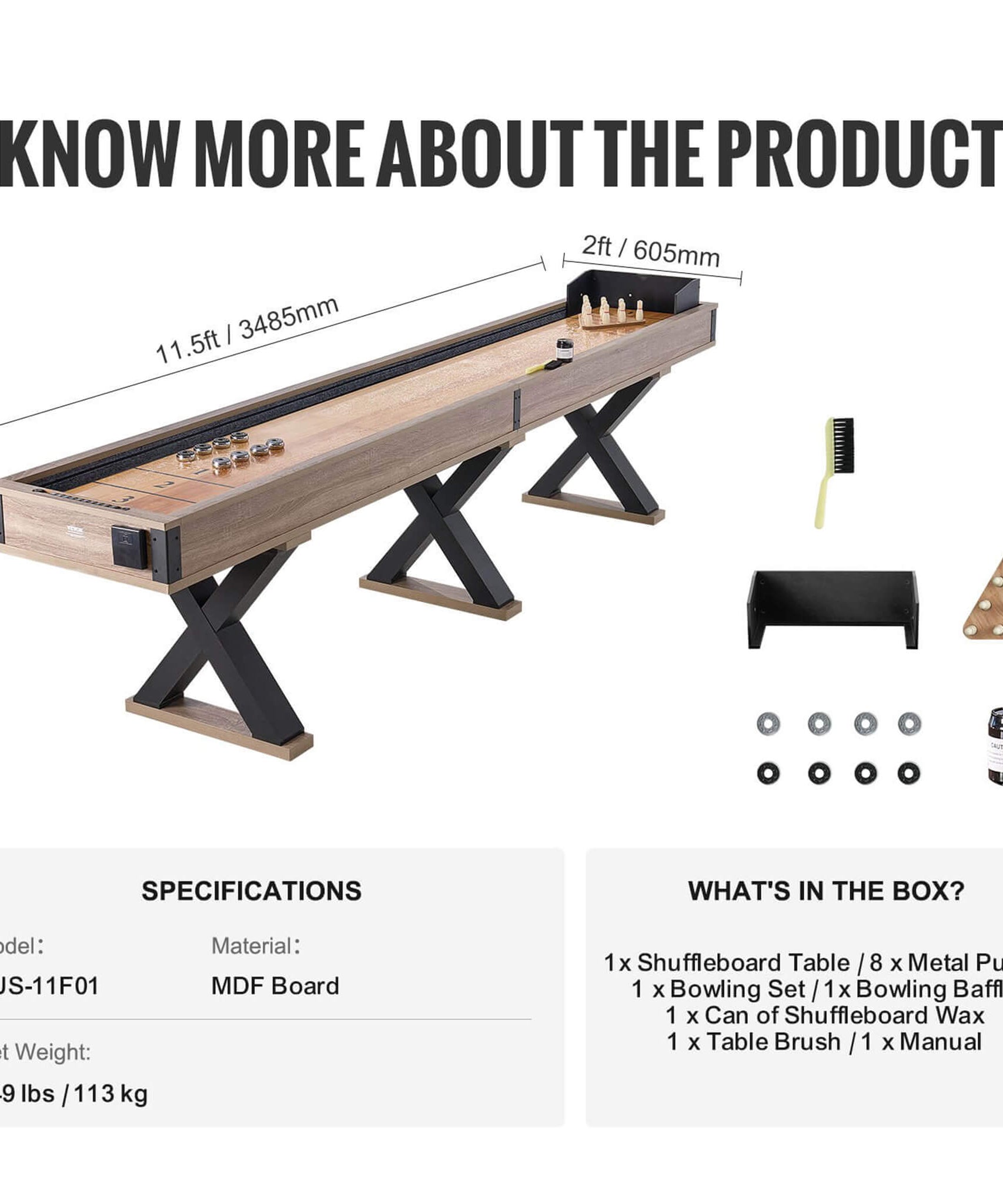Premium 2-In-1 Shuffleboard Game Table Set With Bowling Combo (SAK81698)