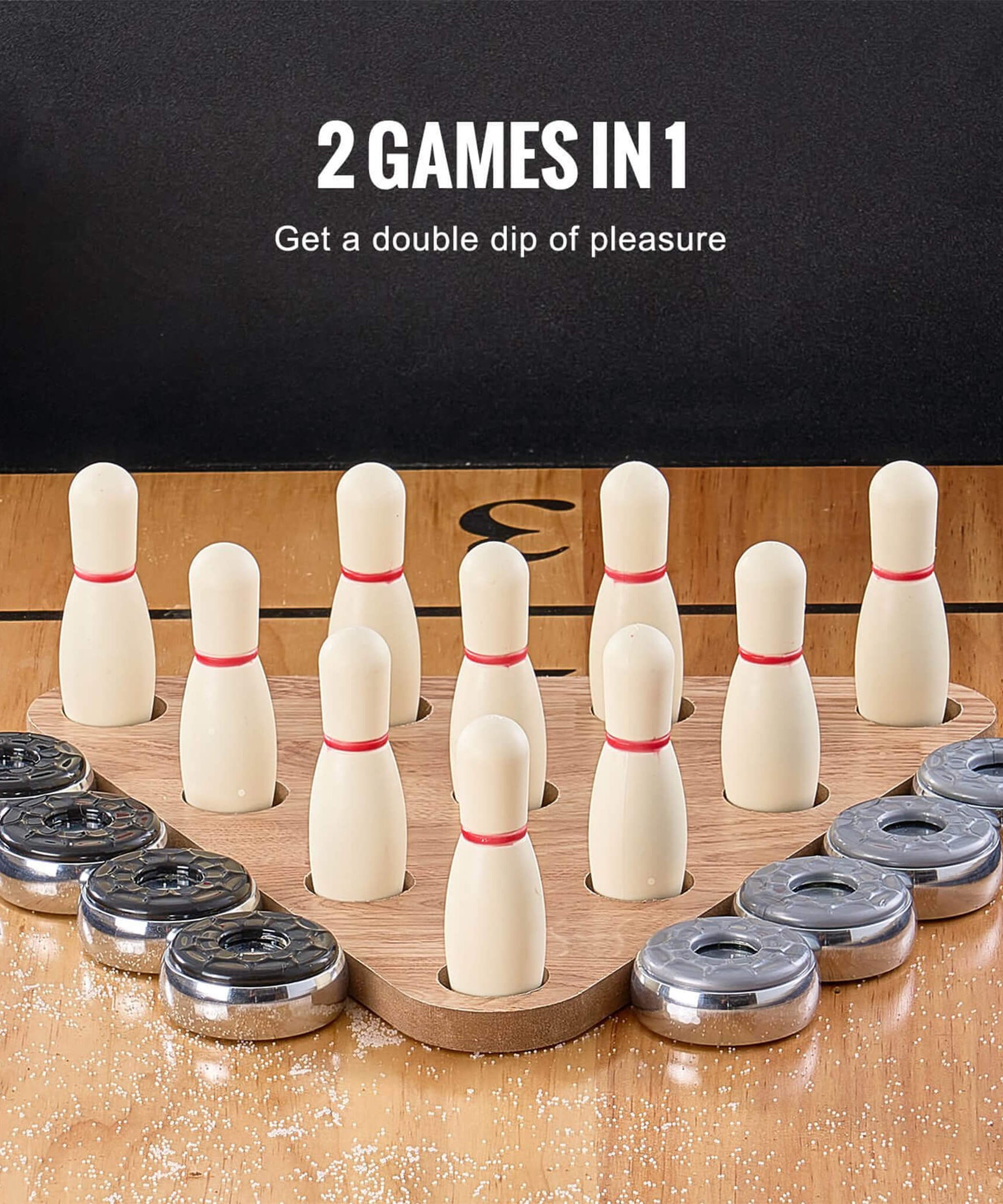Premium 2-In-1 Shuffleboard Game Table Set With Bowling Combo (SAK81698)