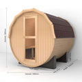 Thermora Haven Premium All-Weather Outdoor Pinewood Barrel Sauna Kit With 4.5KW Heater And Tempered Glass Window (SAK91462)