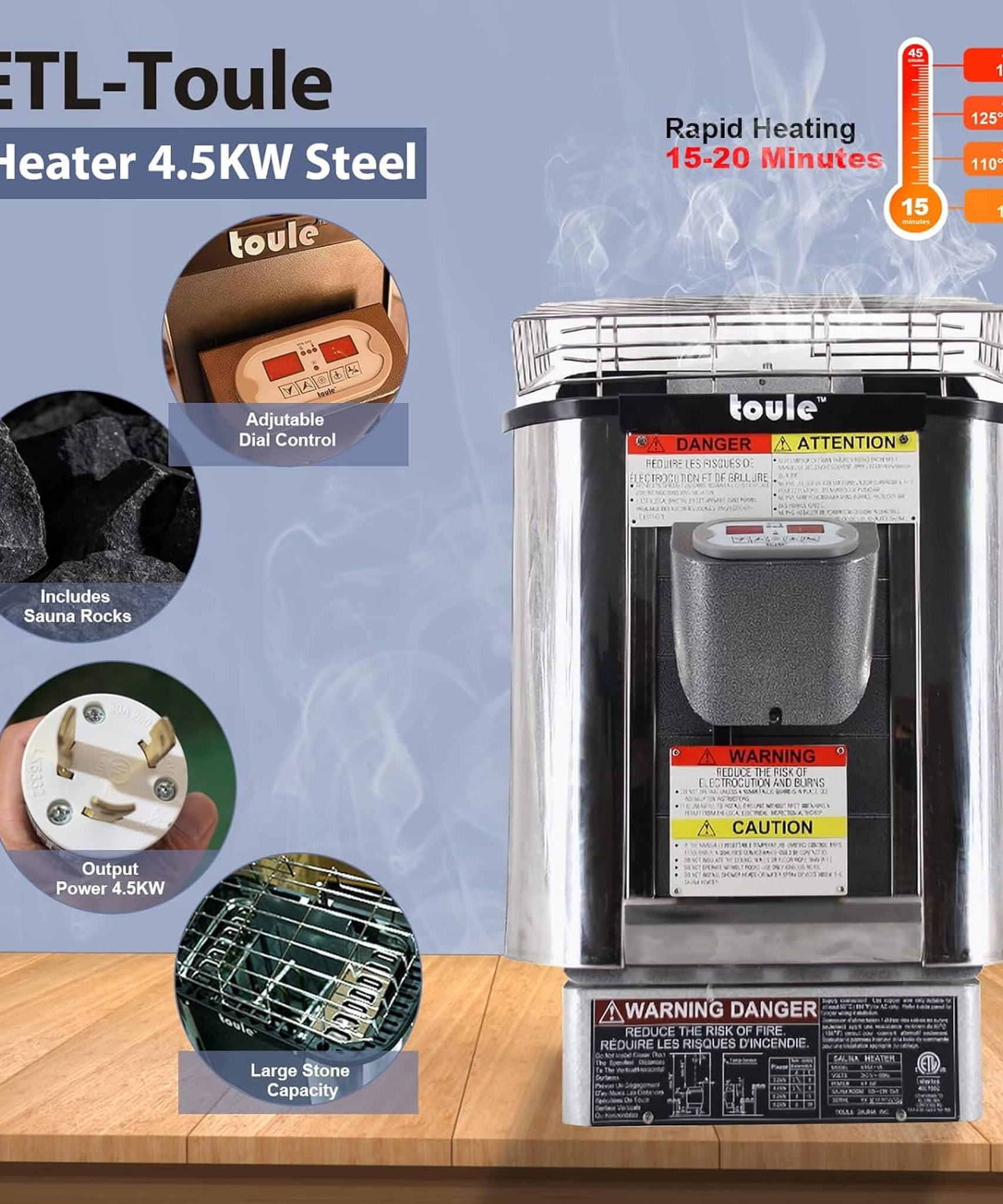 Thermora Haven Premium All-Weather Outdoor Pinewood Barrel Sauna Kit With 4.5KW Heater And Tempered Glass Window (SAK91462)