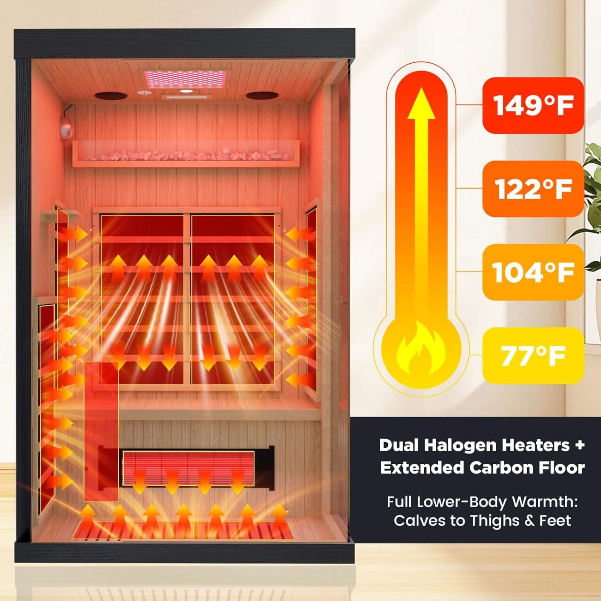 Thermora Pandora Premium 2-Person Indoor Infrared Sauna With Red Light Therapy And Himalayan Salt Rocks (SAK67305)