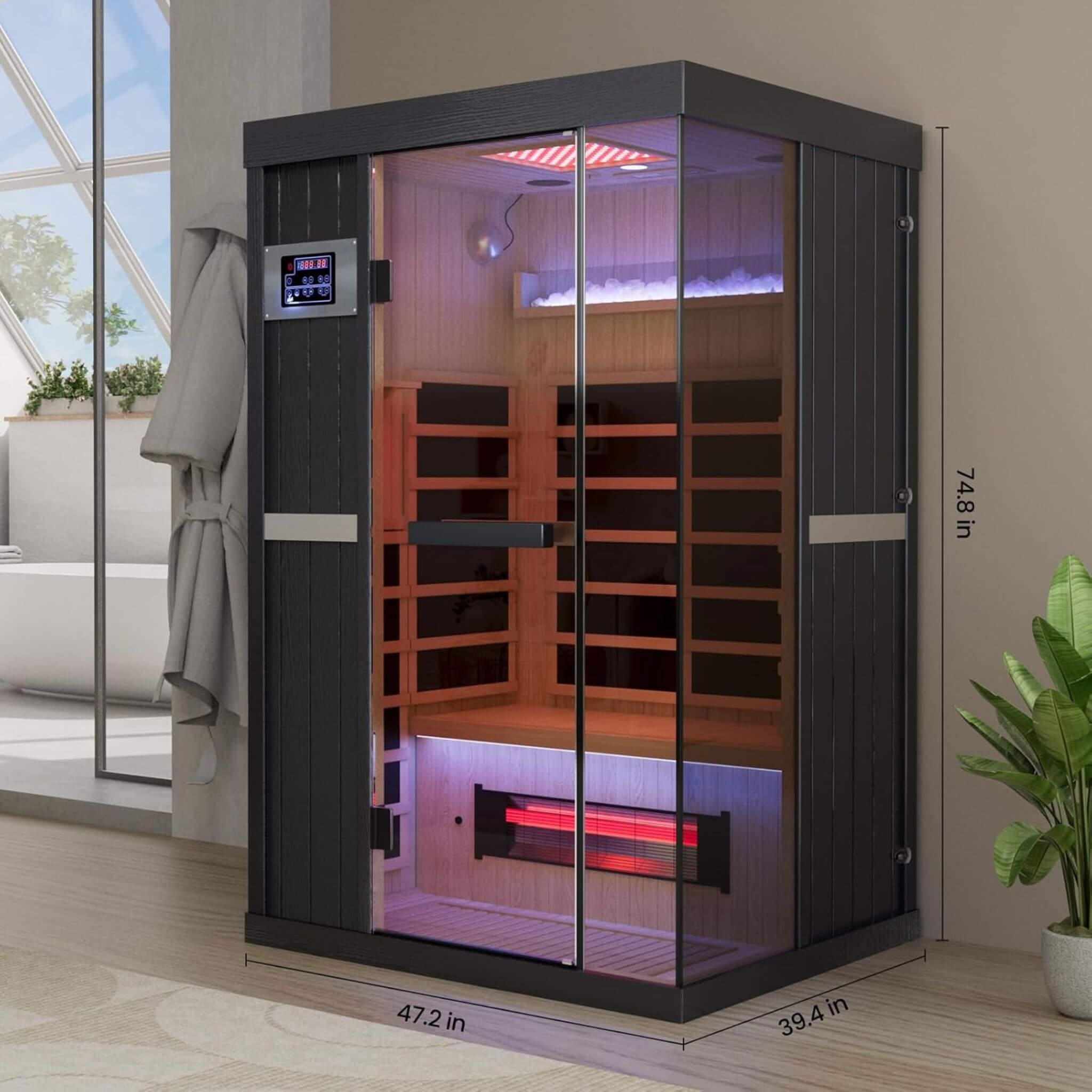 Thermora Pandora Premium 2-Person Indoor Infrared Sauna With Red Light Therapy And Himalayan Salt Rocks (SAK67305)