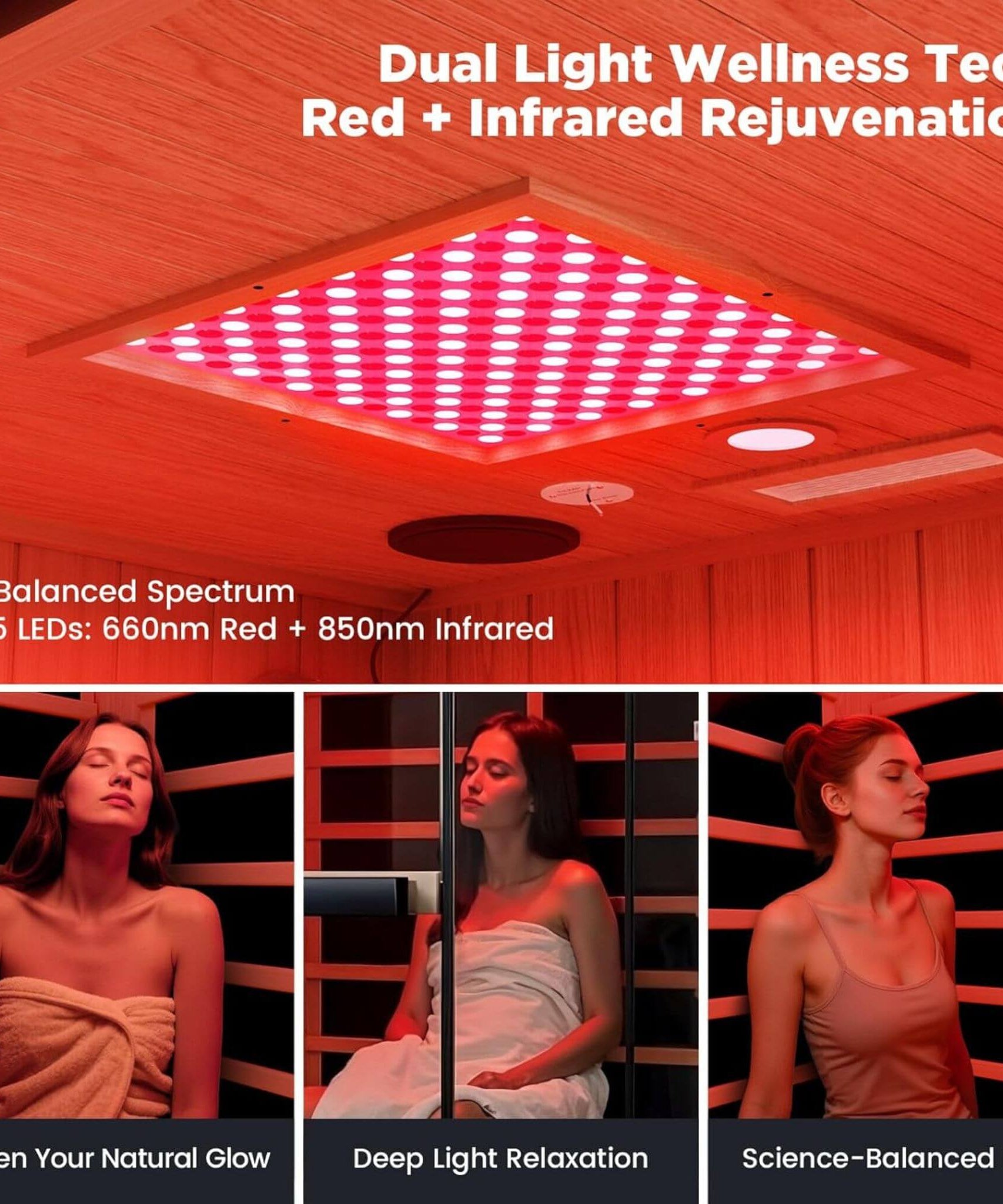 Thermora Pandora Premium 2-Person Indoor Infrared Sauna With Red Light Therapy And Himalayan Salt Rocks (SAK67305)