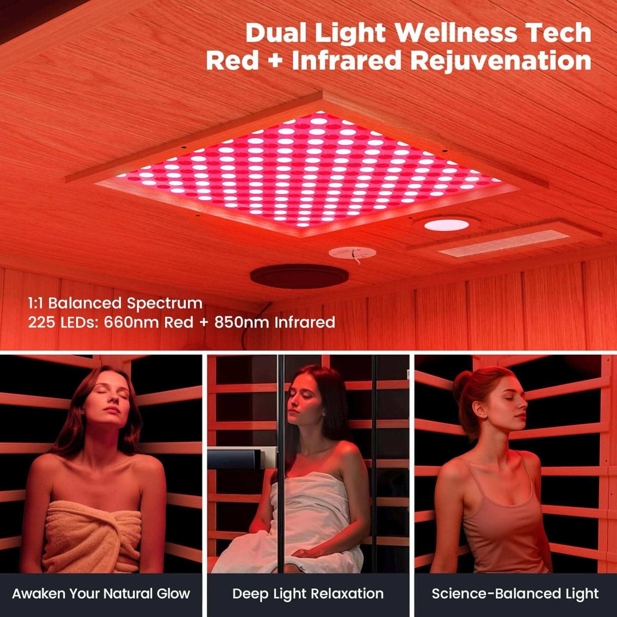 Thermora Pandora Premium 2-Person Indoor Infrared Sauna With Red Light Therapy And Himalayan Salt Rocks (SAK67305)