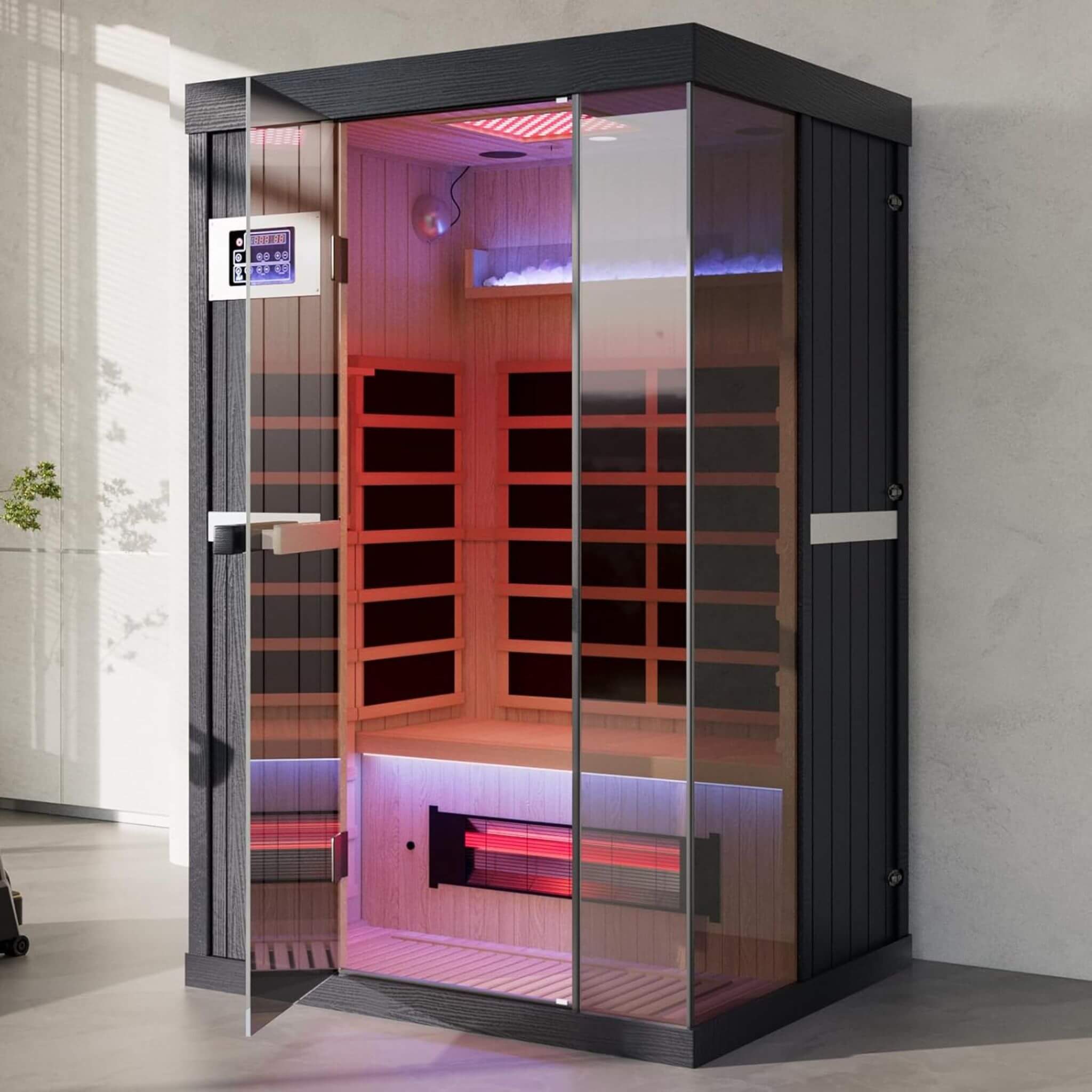 Thermora Pandora Premium 2-Person Indoor Infrared Sauna With Red Light Therapy And Himalayan Salt Rocks (SAK67305)