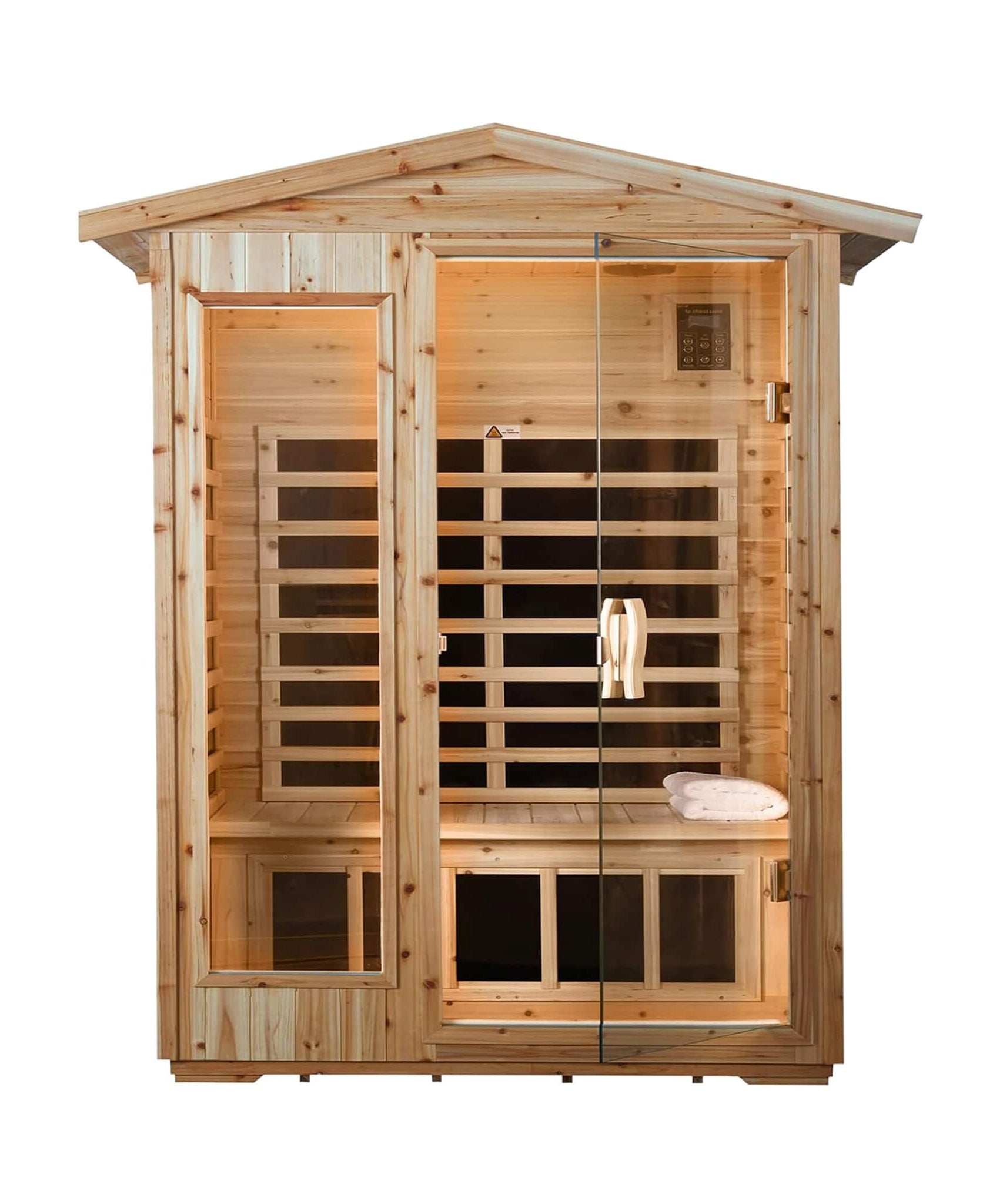 Thermora Zorin Premium 2-Person Indoor Outdoor Low EMF FAR-Infrared Hemlock Wood Personal Home Sauna Spa, 1750W (SAK27451)