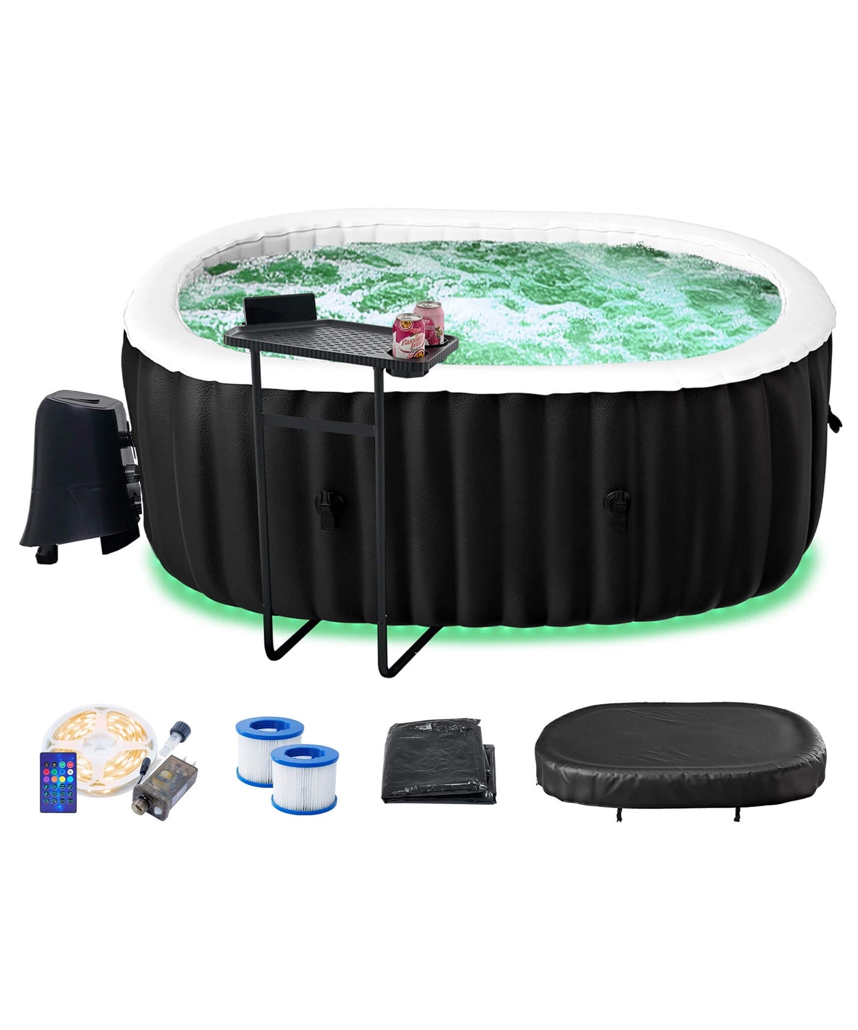 Premium 2-Person Inflatable Hot Tub Kit With 8-Color LED Lights (SAK98431)