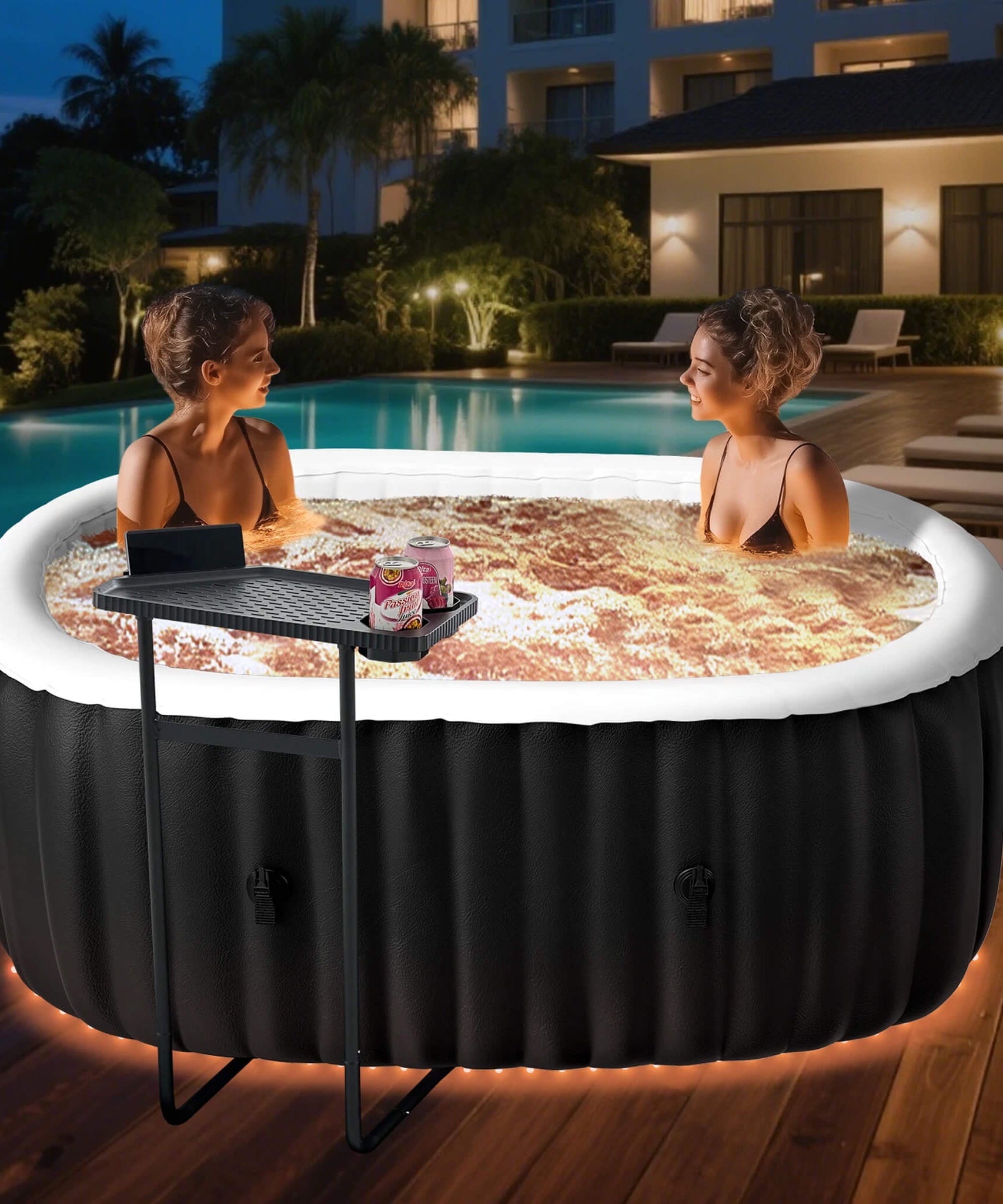 Premium 2-Person Inflatable Hot Tub Kit With 8-Color LED Lights (SAK98431)