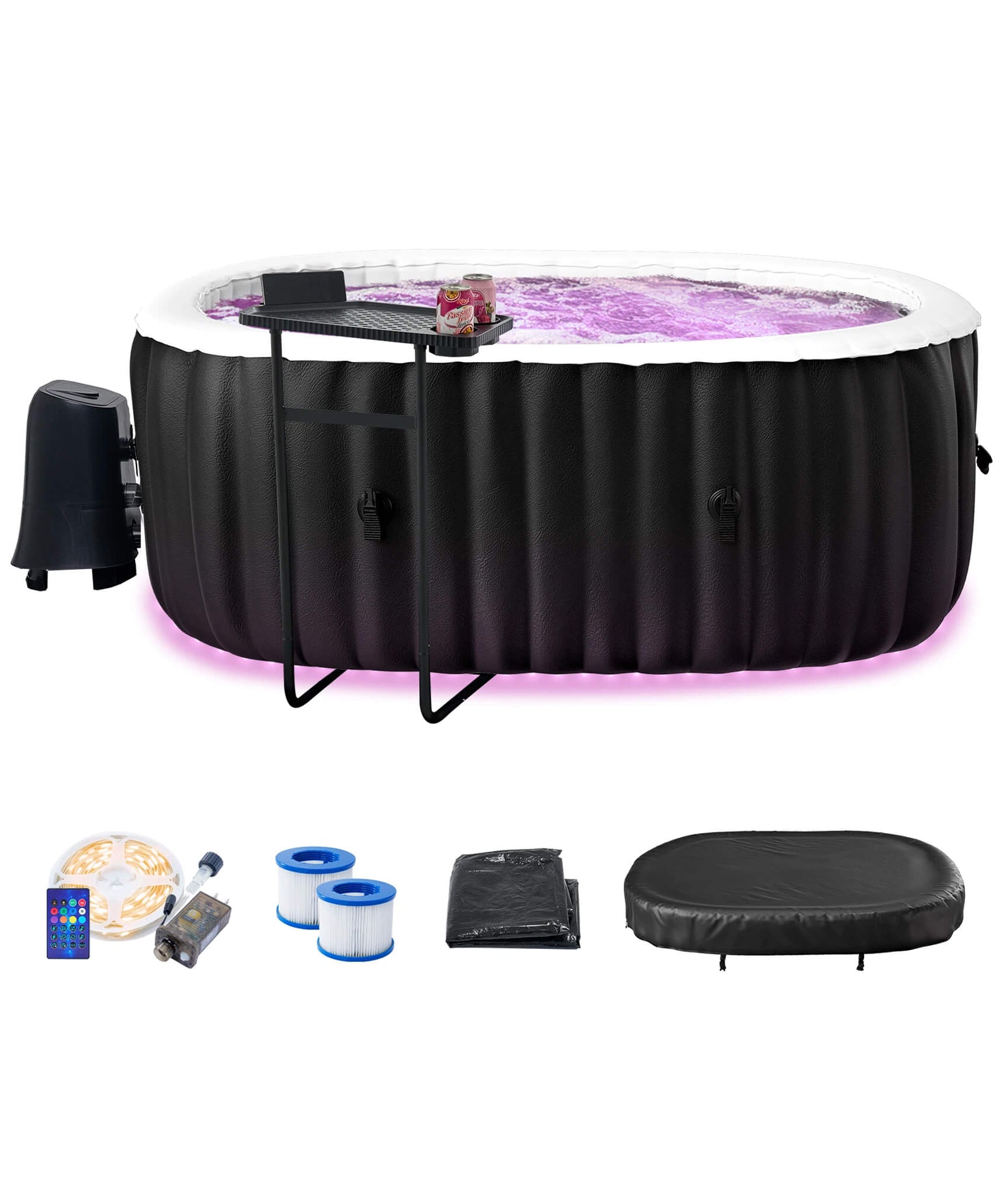 Premium 2-Person Inflatable Hot Tub Kit With 8-Color LED Lights (SAK98431)