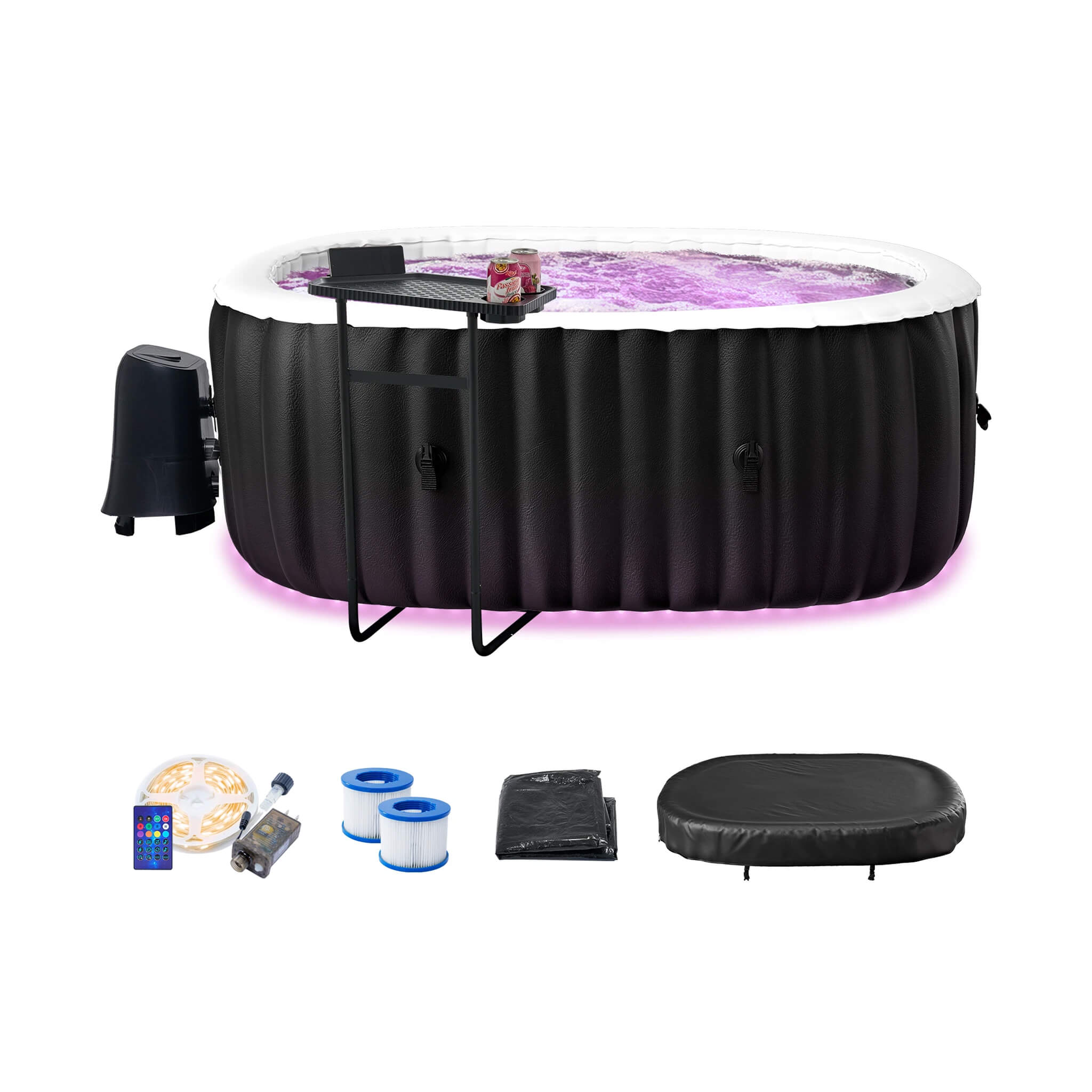 Premium 2-Person Inflatable Hot Tub Kit With 8-Color LED Lights (SAK98431)