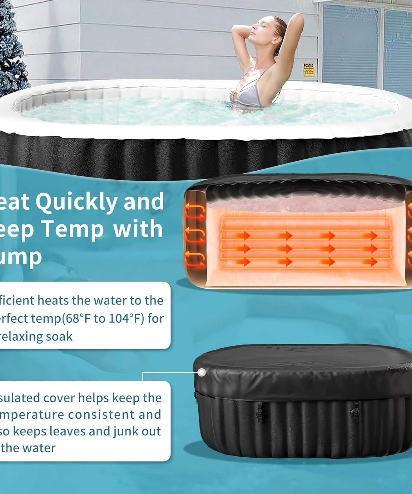 Premium 2-Person Inflatable Hot Tub Kit With 8-Color LED Lights (SAK98431)