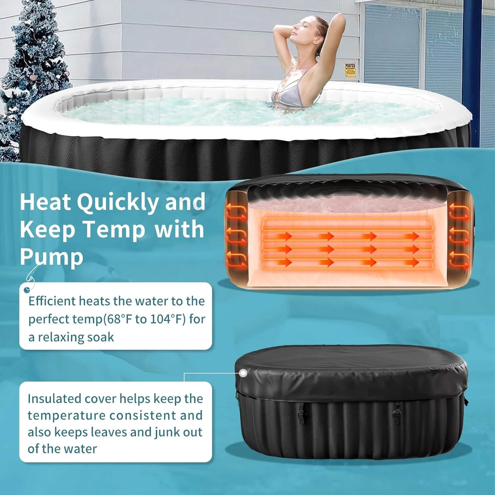 Premium 2-Person Inflatable Hot Tub Kit With 8-Color LED Lights (SAK98431)