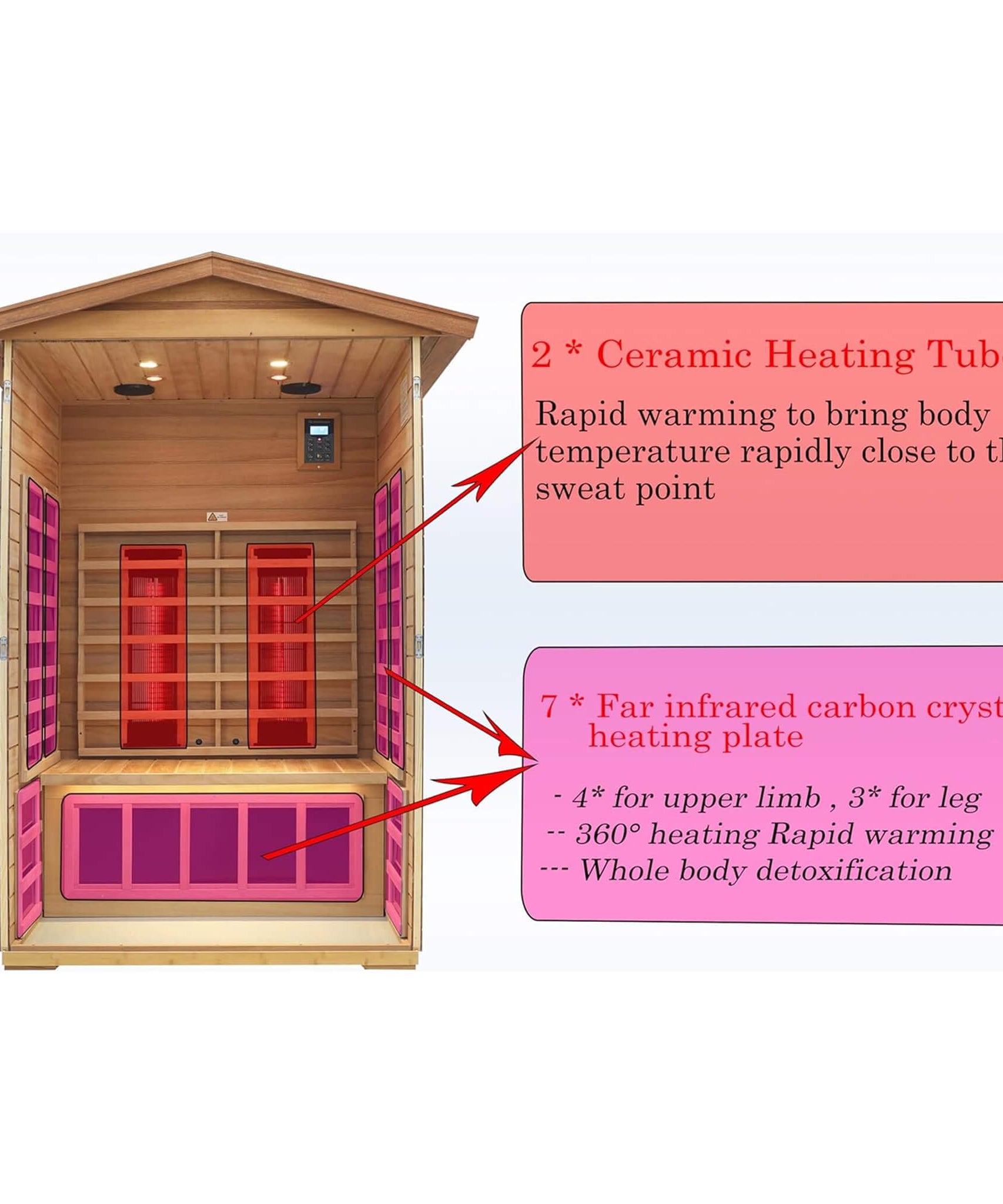 Thermora Alveron 2-Person Outdoor Mahogany Low EMF Far Infrared Sauna With Bluetooth Audio And LED Lights (SAK83719)