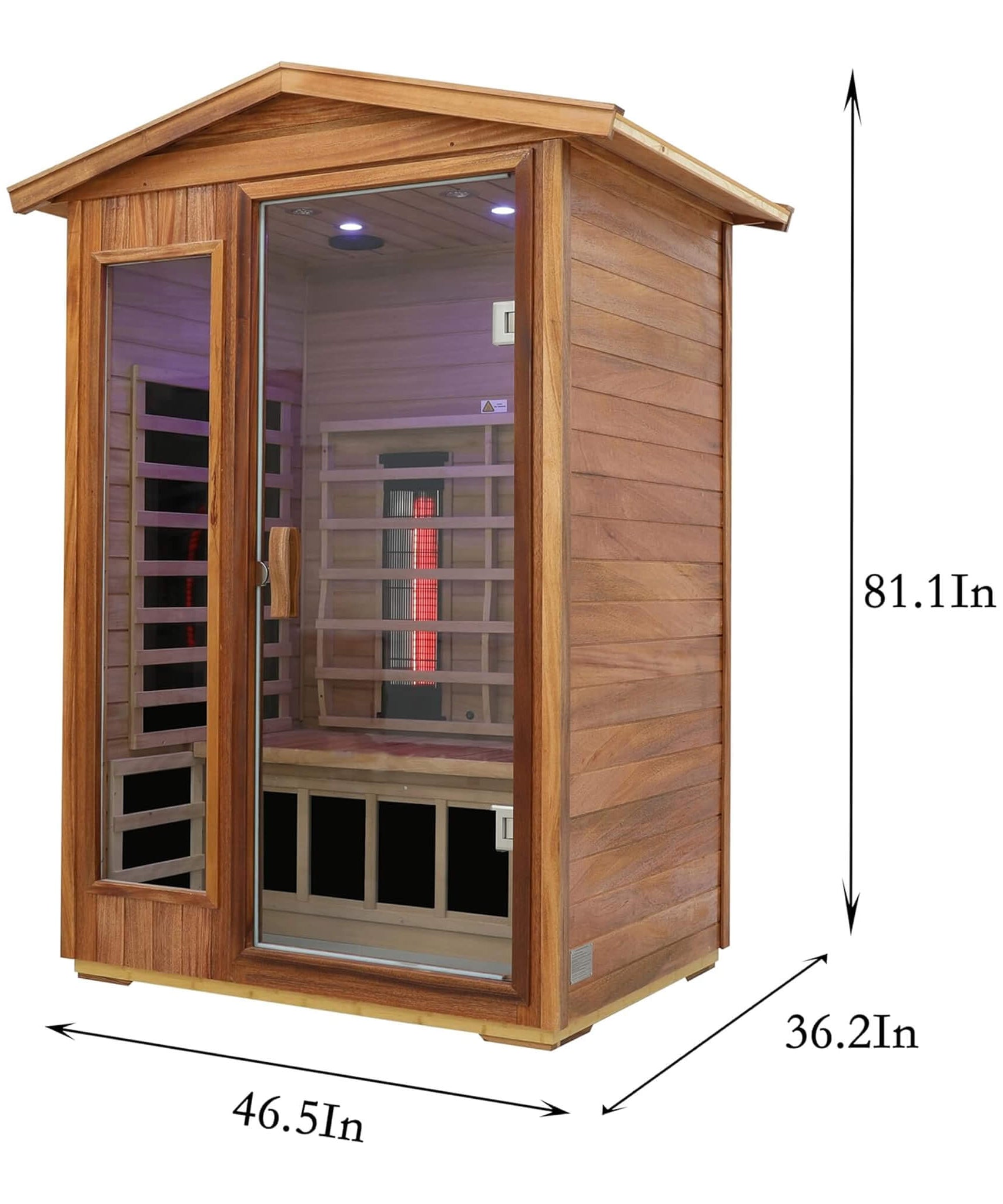 Thermora Alveron 2-Person Outdoor Mahogany Low EMF Far Infrared Sauna With Bluetooth Audio And LED Lights (SAK83719)