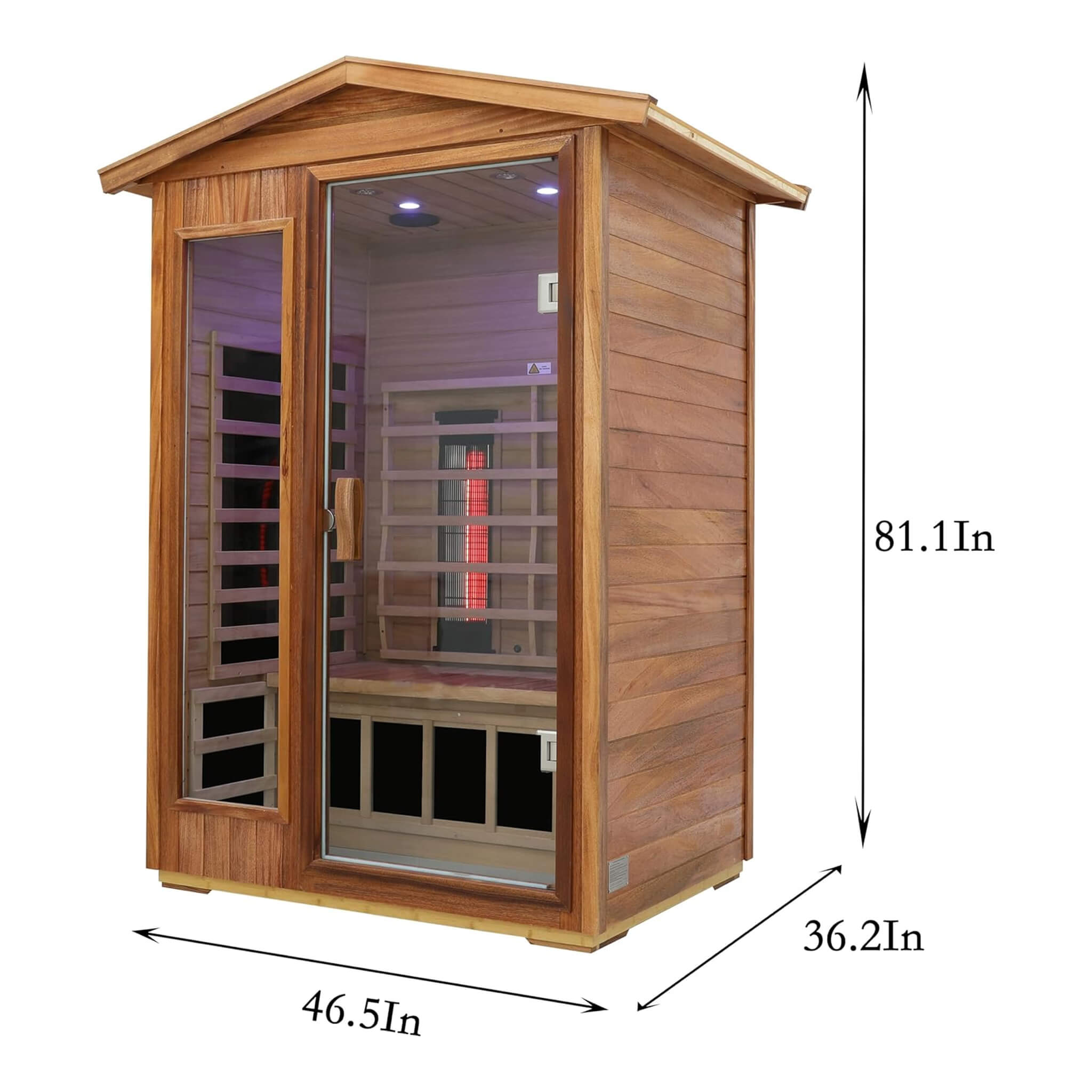 Thermora Alveron 2-Person Outdoor Mahogany Low EMF Far Infrared Sauna With Bluetooth Audio And LED Lights (SAK83719)
