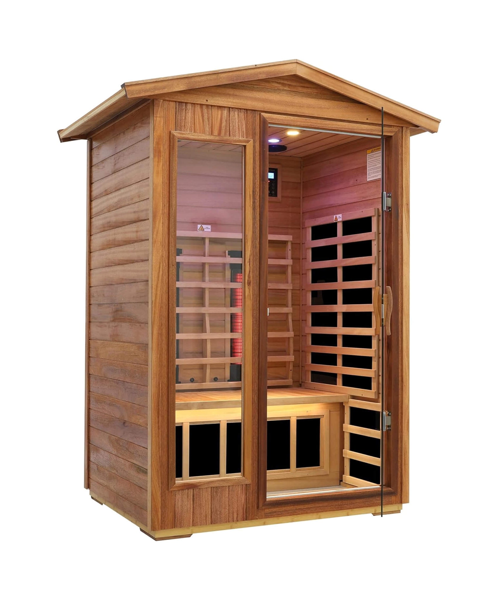 Thermora Alveron 2-Person Outdoor Mahogany Low EMF Far Infrared Sauna With Bluetooth Audio And LED Lights (SAK83719)