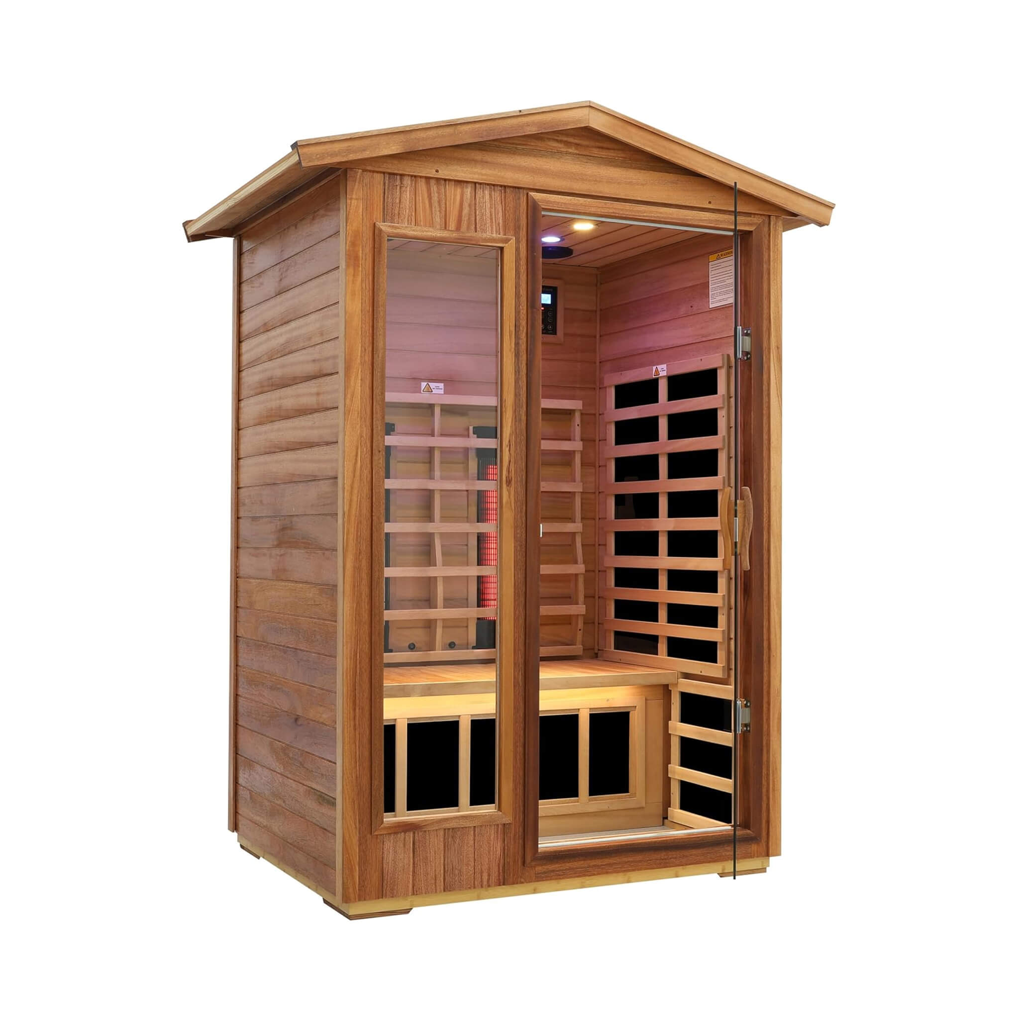 Thermora Alveron 2-Person Outdoor Mahogany Low EMF Far Infrared Sauna With Bluetooth Audio And LED Lights (SAK83719)