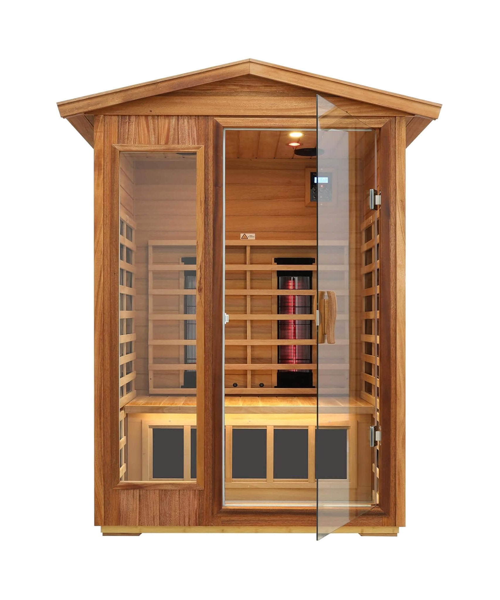 Thermora Alveron 2-Person Outdoor Mahogany Low EMF Far Infrared Sauna With Bluetooth Audio And LED Lights (SAK83719)
