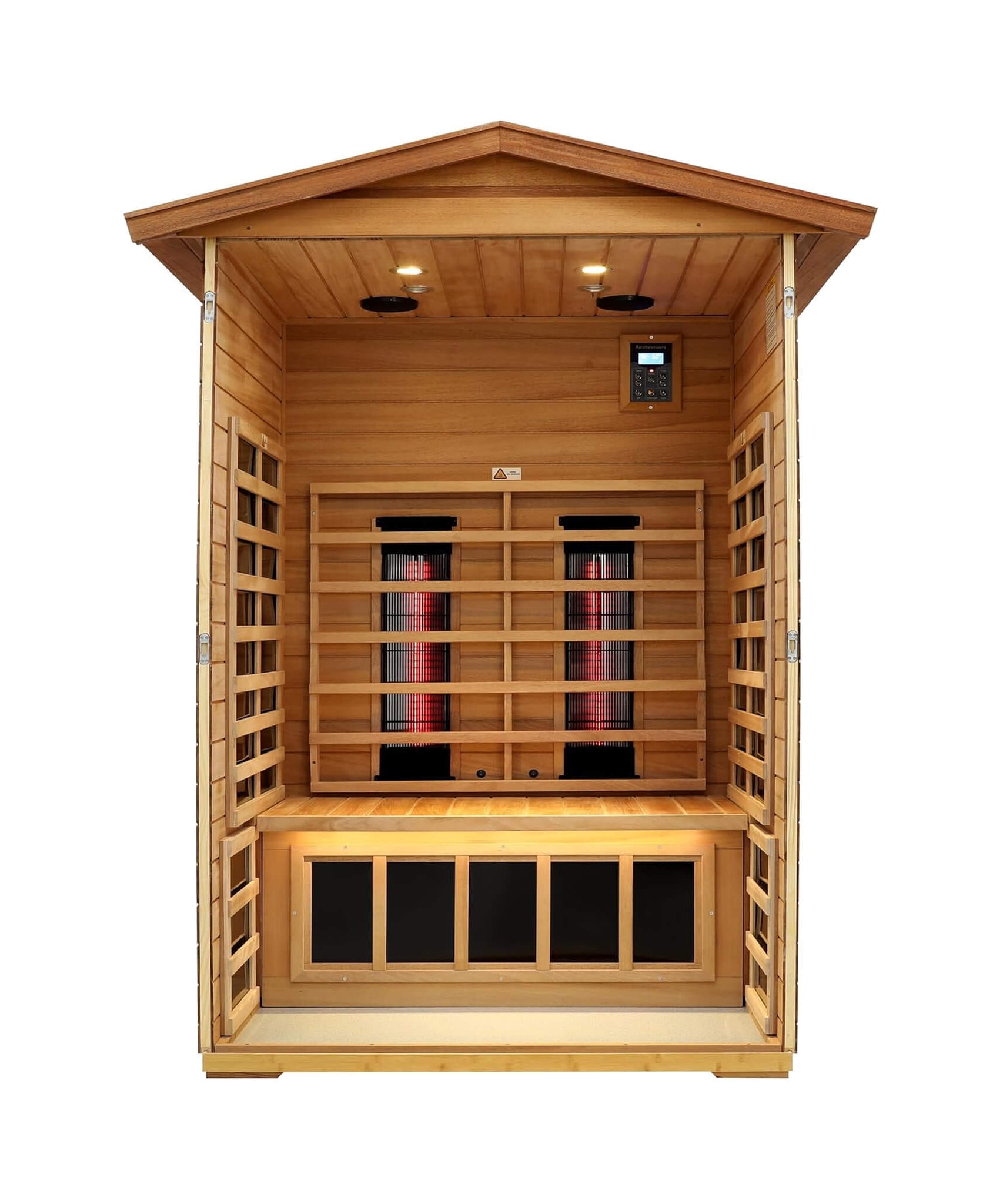 Thermora Alveron 2-Person Outdoor Mahogany Low EMF Far Infrared Sauna With Bluetooth Audio And LED Lights (SAK83719)