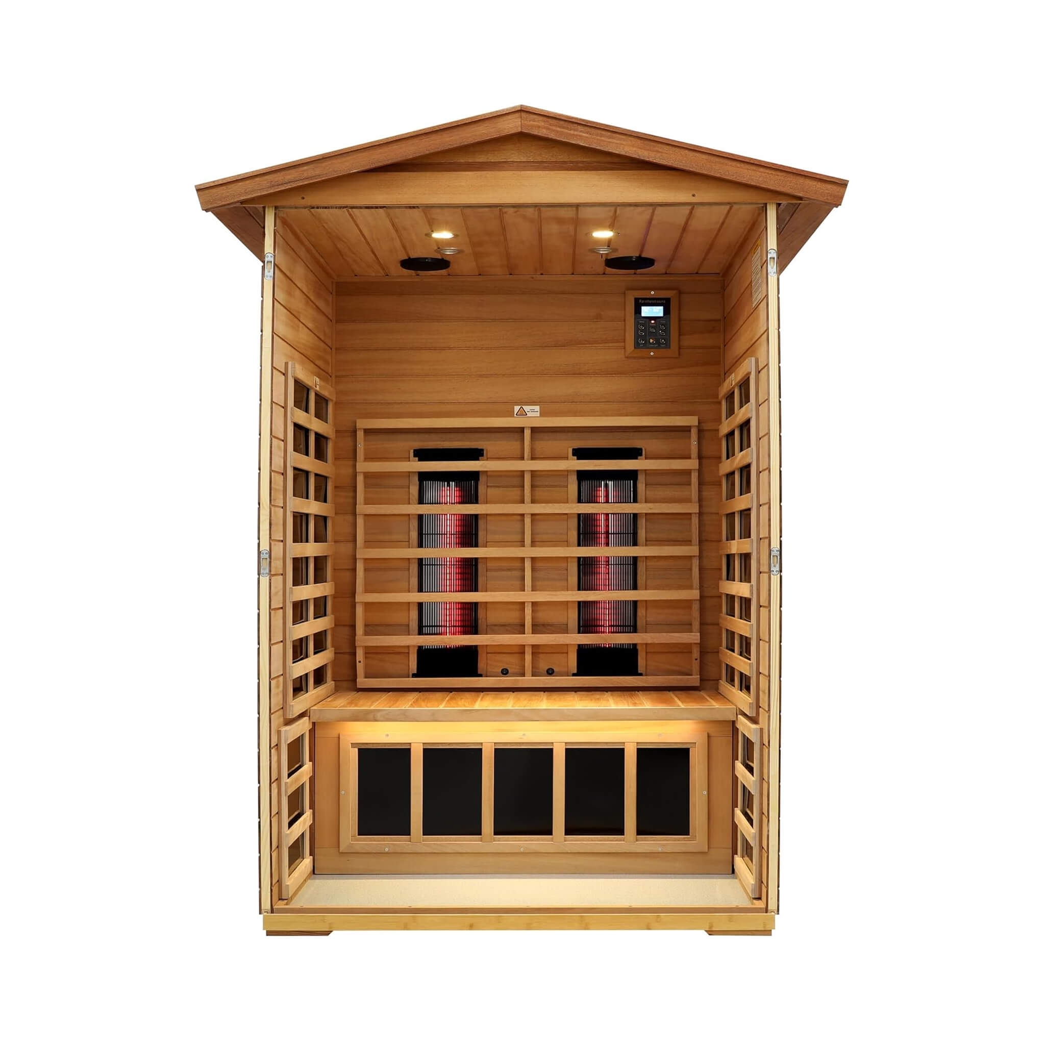 Thermora Alveron 2-Person Outdoor Mahogany Low EMF Far Infrared Sauna With Bluetooth Audio And LED Lights (SAK83719)