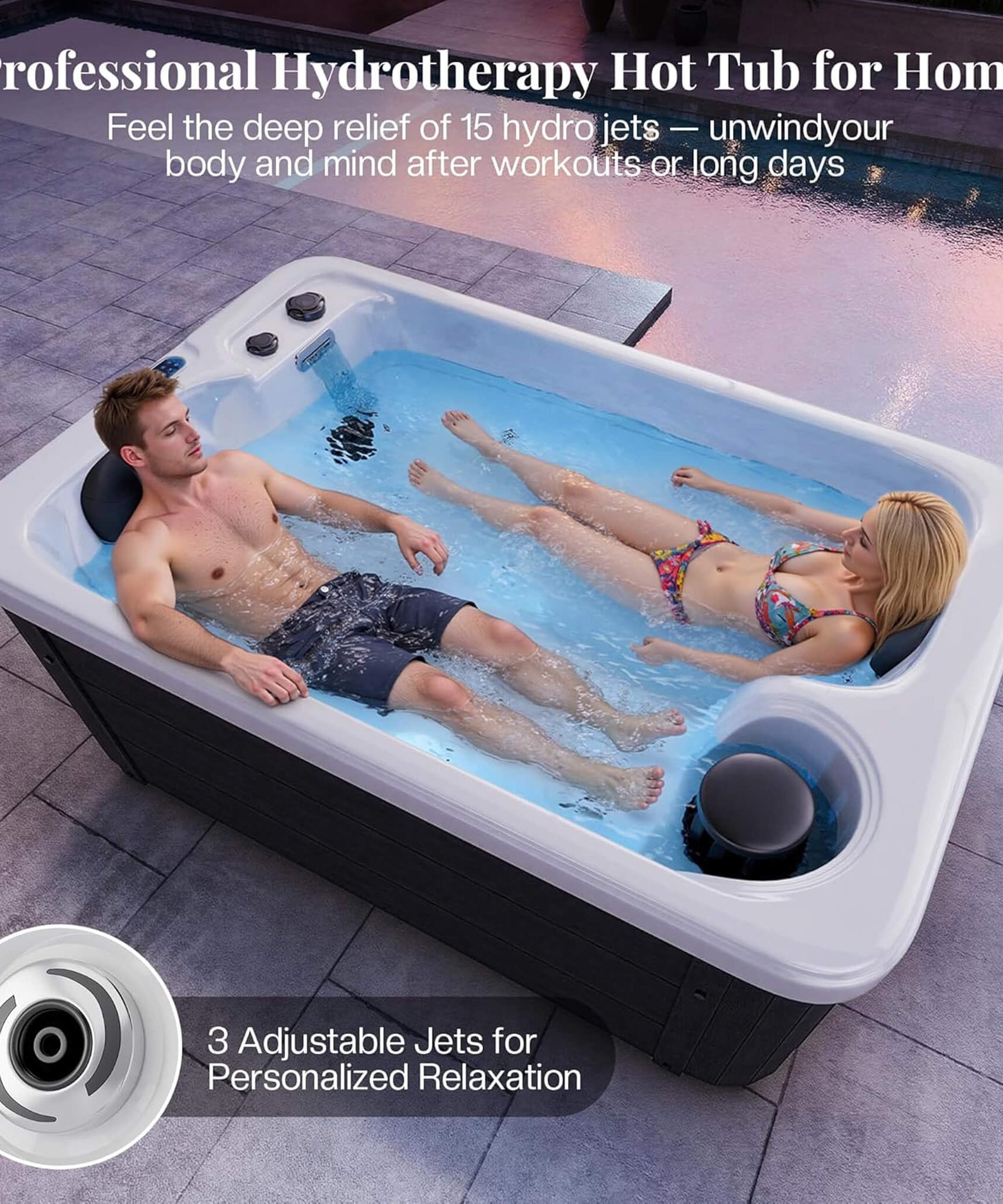 Nuvia Premium 2-Person Outdoor Hot Tub W/ 15 Stainless Steel Jets (SAK92015)