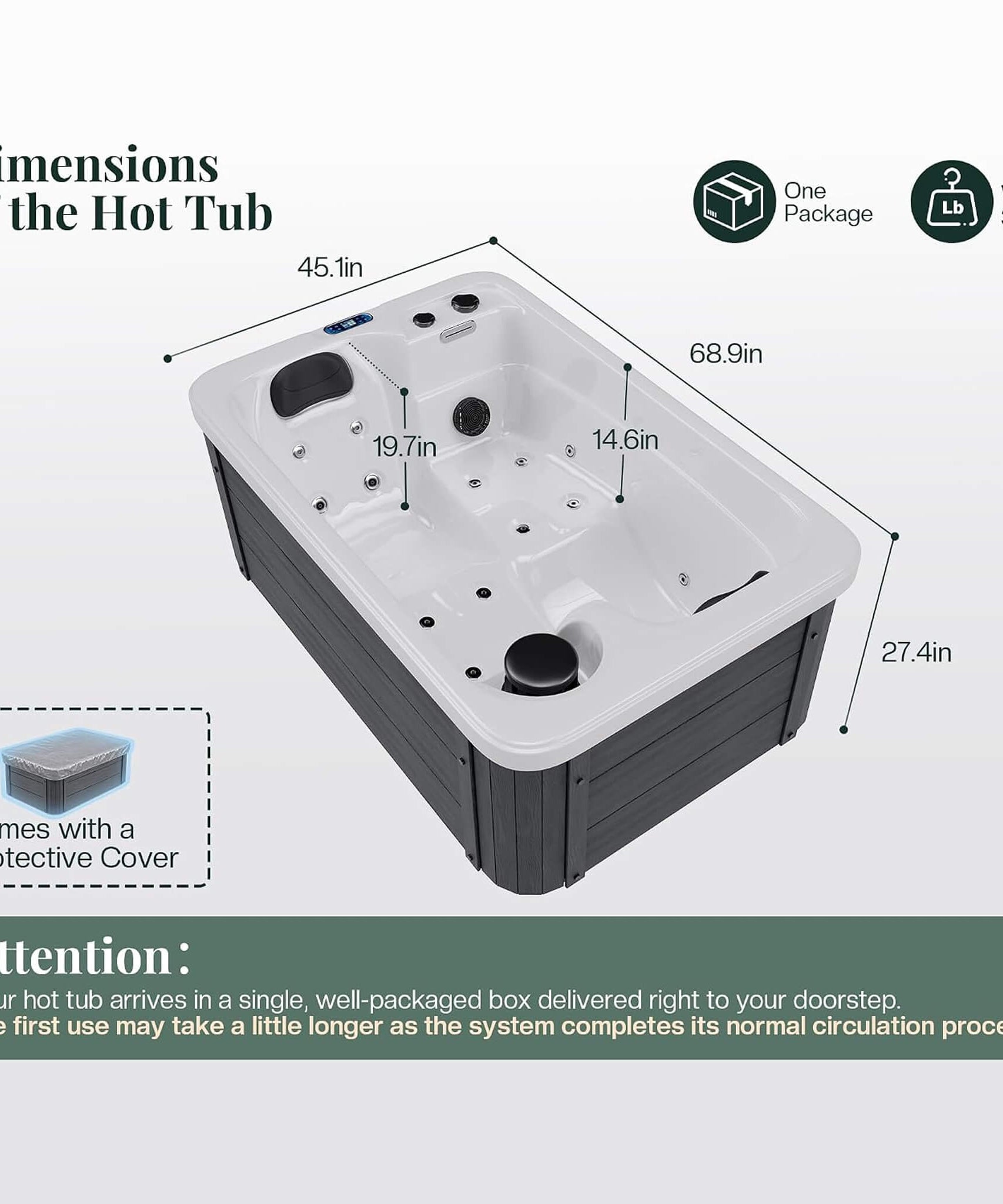 Nuvia Premium 2-Person Outdoor Hot Tub W/ 15 Stainless Steel Jets (SAK92015)