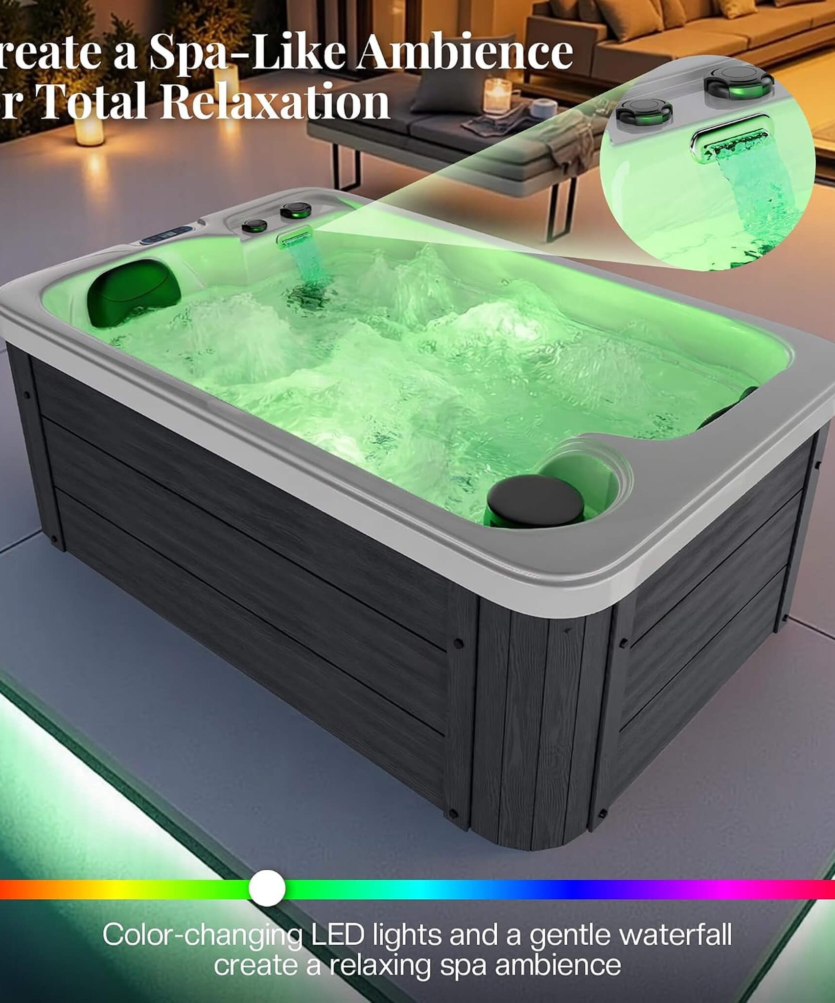 Nuvia Premium 2-Person Outdoor Hot Tub W/ 15 Stainless Steel Jets (SAK92015)